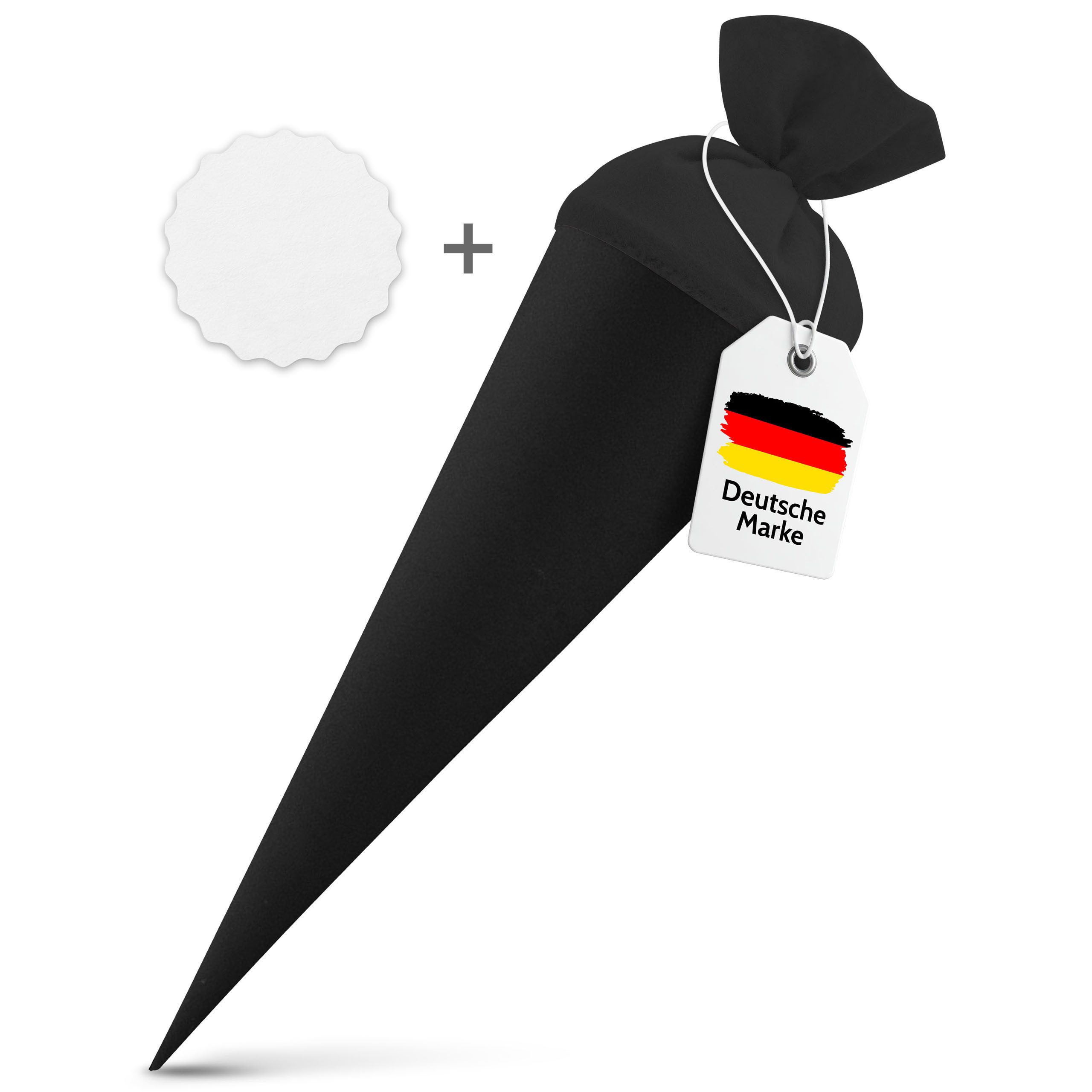 itenga Schultüte itenga Set Schwarz Schultüte Rohling 70 cm rund + Namensschild Stern (