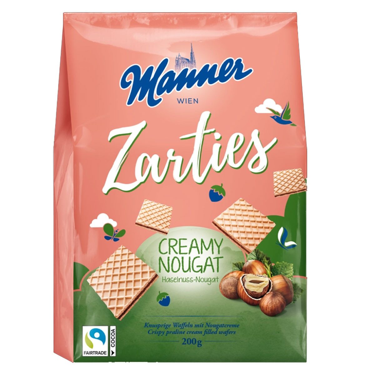 Manner Kekse, Manner Zarties knusprige Waffeln mit zarter Nugatcremefüllung 200g