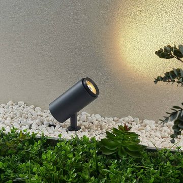 Arcchio Gartenleuchte Padino, LED-Leuchtmittel fest verbaut, warmweiß, Modern, Aluminium, Kunststoff, dunkelgrau, 1 flammig, inkl.