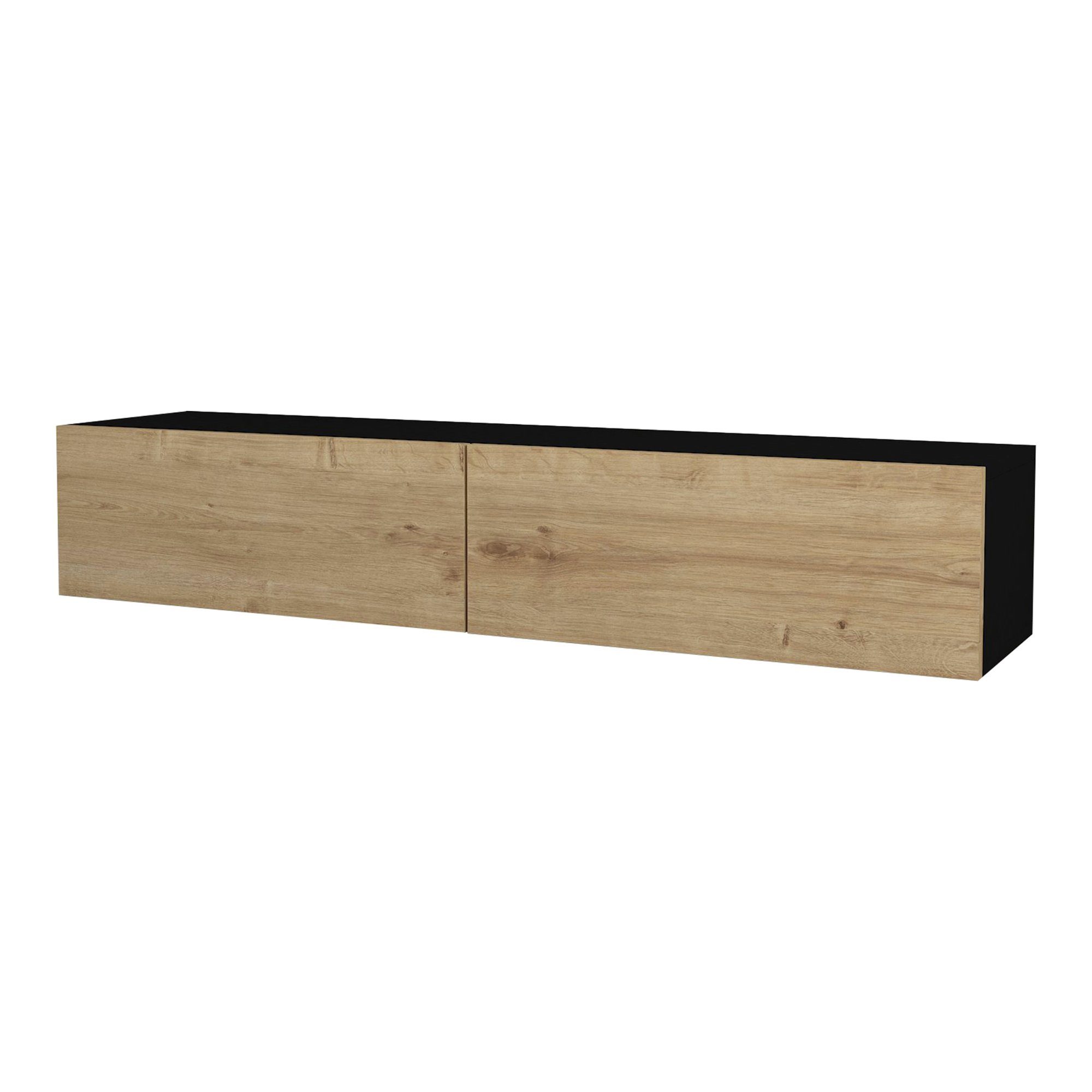 en.casa TV-Schrank Fernsehschrank Schwarz/Eiche-Optik 135x31x25cm »Toivakka«