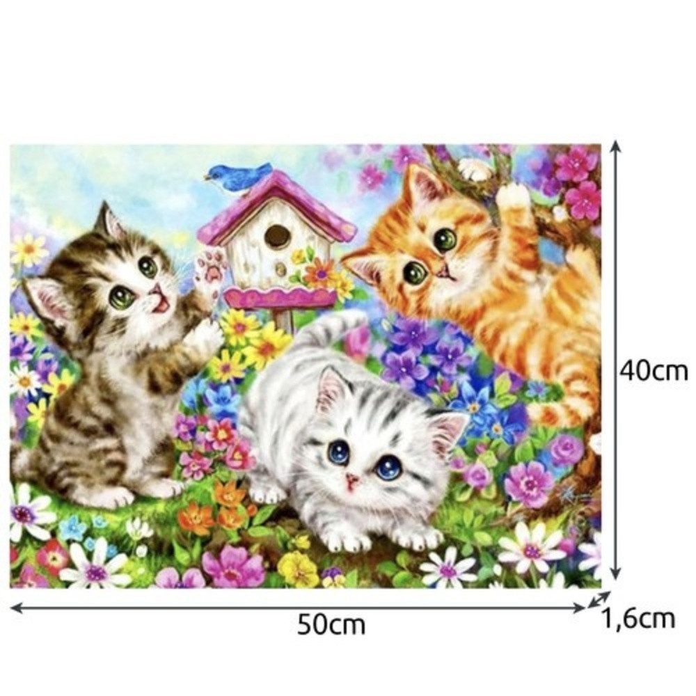 MAALEO Malen nach Zahlen Malset Leinwand Katzen (Spar-Set, 1-St., ausmalen), Robuste Leinwand, intensive Acrylfarben, stabiler Holzrahmen