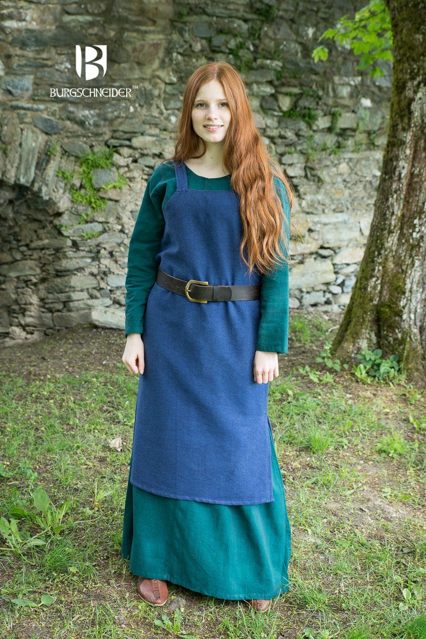 Burgschneider Ritter-Kostüm Wikinger Kleid Typ Trägerkleid Frida Baumwolle Blau M