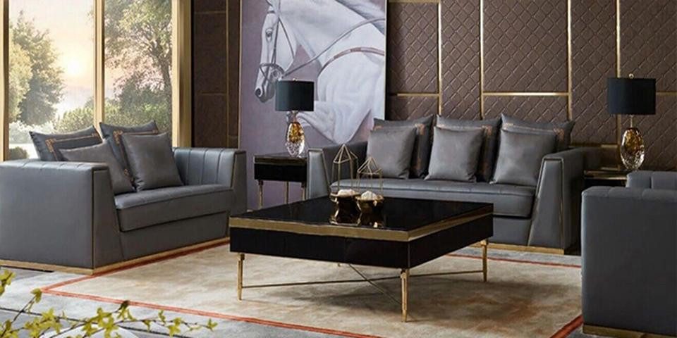 Xlmoebel Polstergarnitur Modernes 3-Sitzer Sofa aus edlem Leder in zeitgemäßem Design, (3-tlg., Sofagarnitur 3+2+1 Sitzer), Hergestellt in Europa