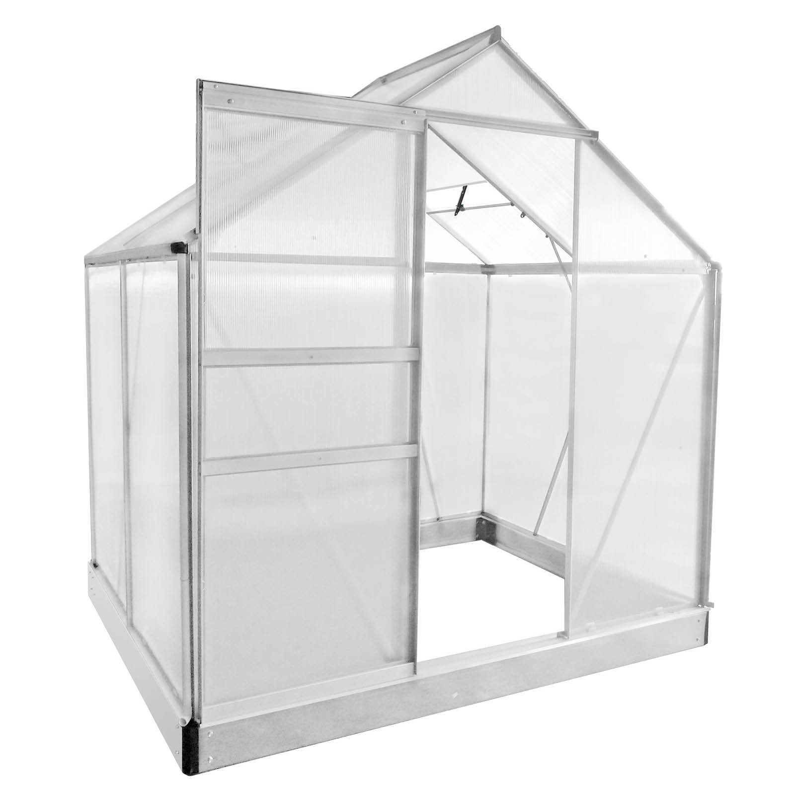 BRAST Gewächshaus Aluminium mit Fundament rostfrei 130x190x195cm, BxTxH: 190 x 130 x 195 cm, wetterfestes hochwertiges Aluminium, Temperaturbeständig, Wärmedämmend, Lichtbrechend & UV-stabilisiert