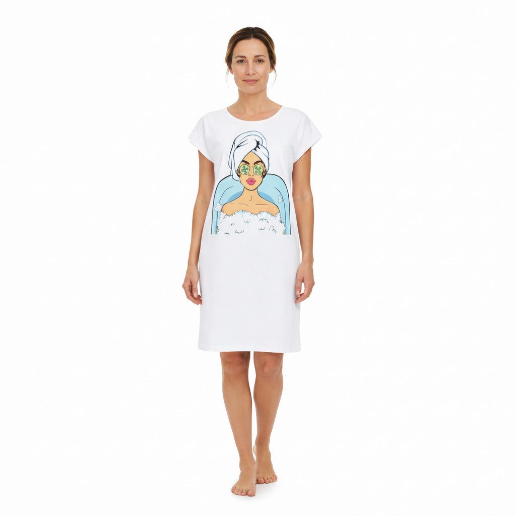 Ringella Nachthemd - Bigshirt mit Motivdruck auf weissem Fond 100% Baumwoll günstig online kaufen