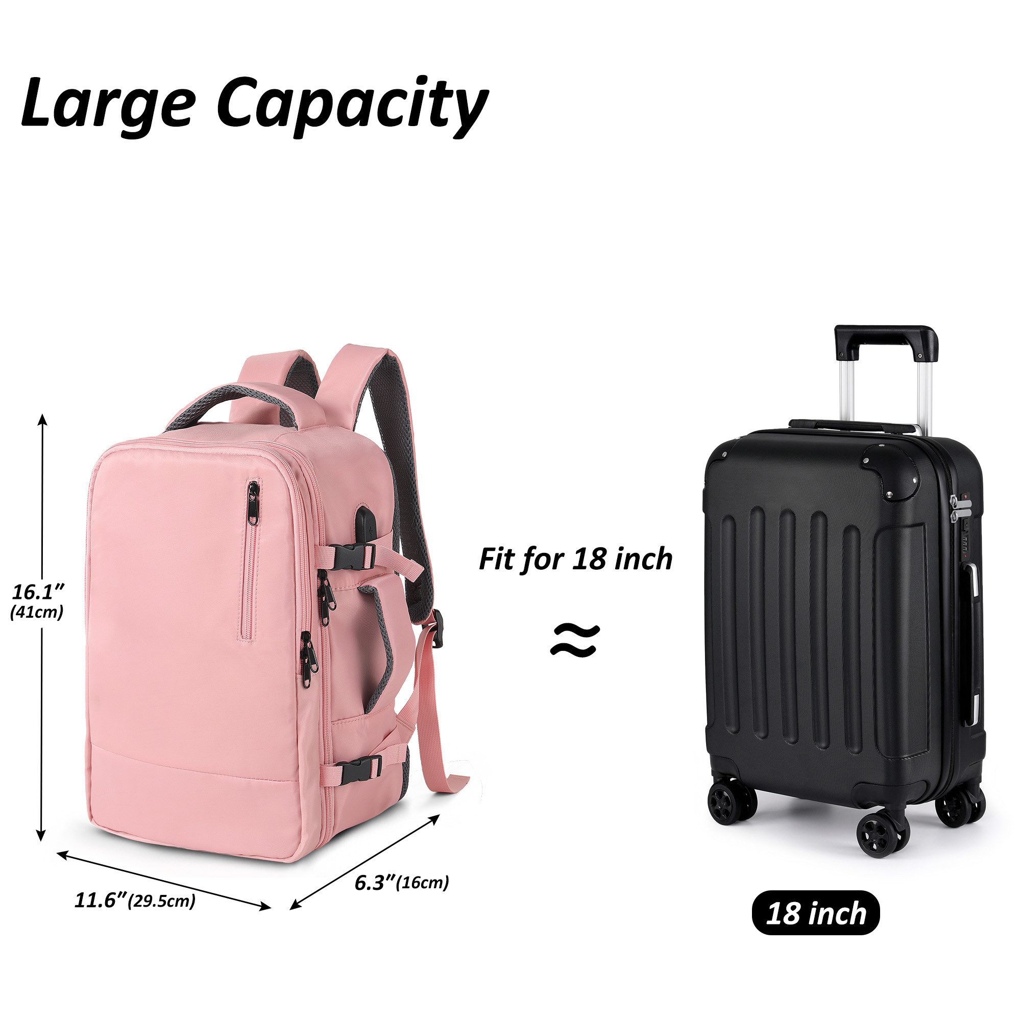 TAN.TOMI Cityrucksack Rucksack Wasserdichter Backpack Schultasche mit Laptopfach, Handgepäck Rucksack Für Flugzeug Unter Sitzplatz Tasche – Bild 3 von 5