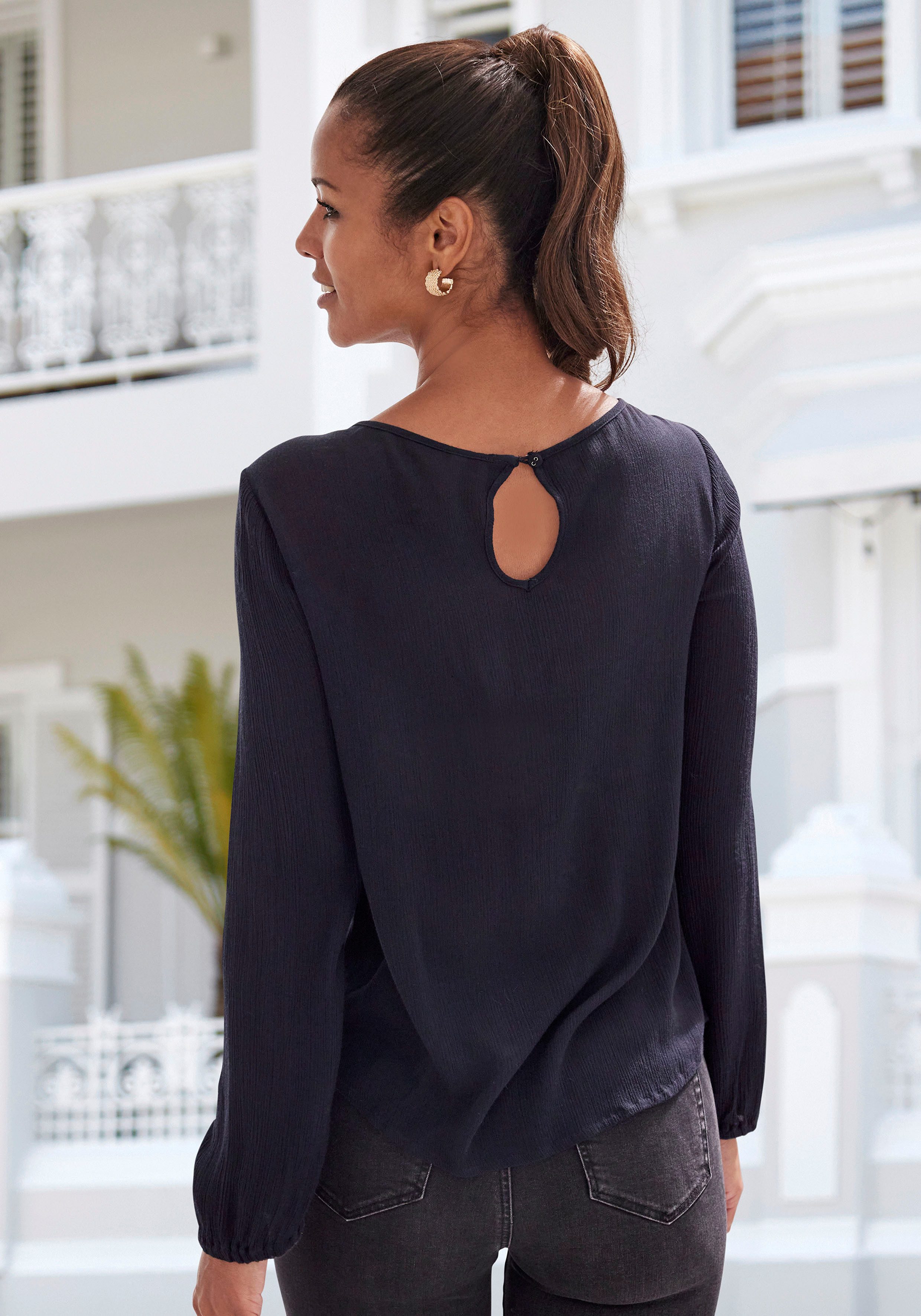 Buffalo Spitzenbluse aus gewebter Viskose, sommerlich, Boho-Style