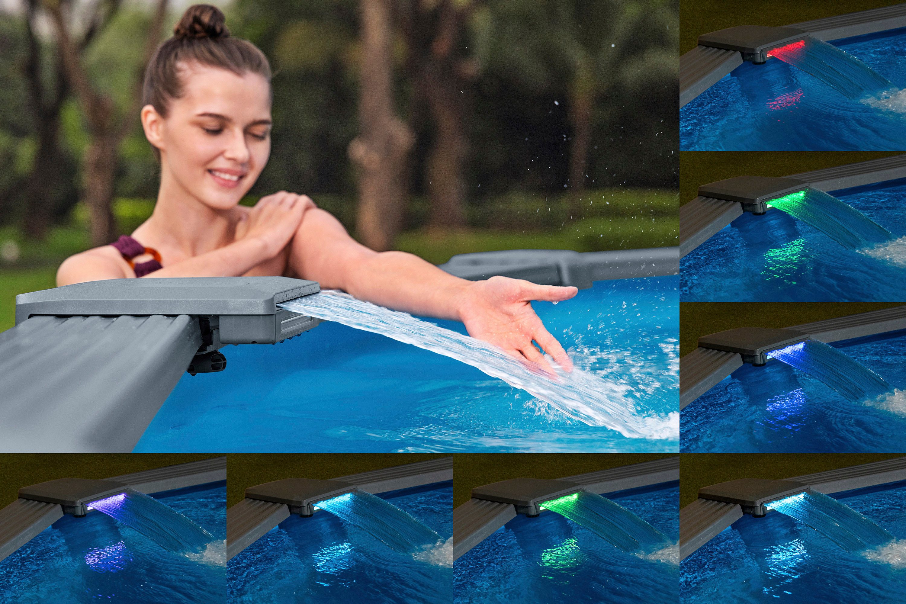 Bestway Pool Hydrium (Set, Inkl. Sandfilteranlage, Sicherheitsleiter, Abdeckplane, Bodenplane), Ø 732 x 132 cm