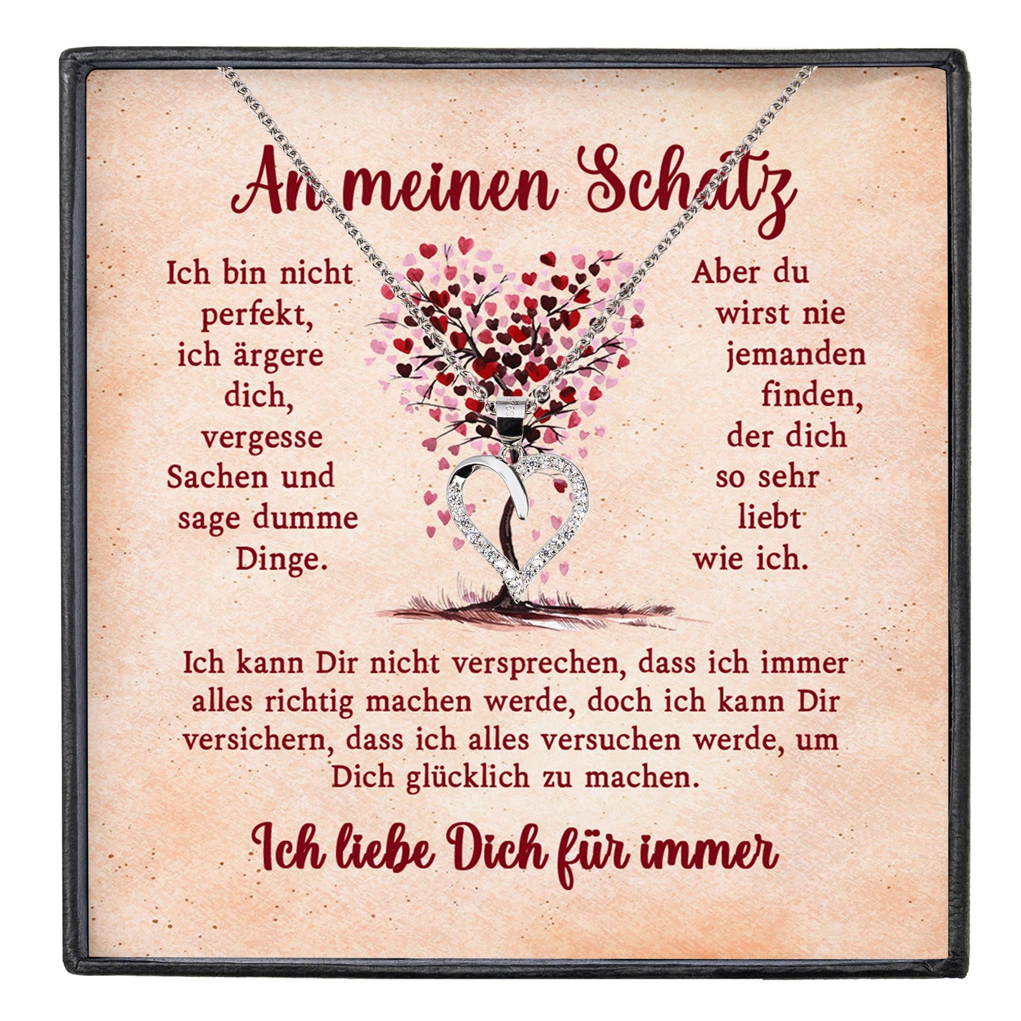 22Feels Schmuckset Frau Ich Liebe Dich Geschenk Schatz Jahrestag Herz Kette Hochzeitstag, Silber 925/000, Karte Made In Germany