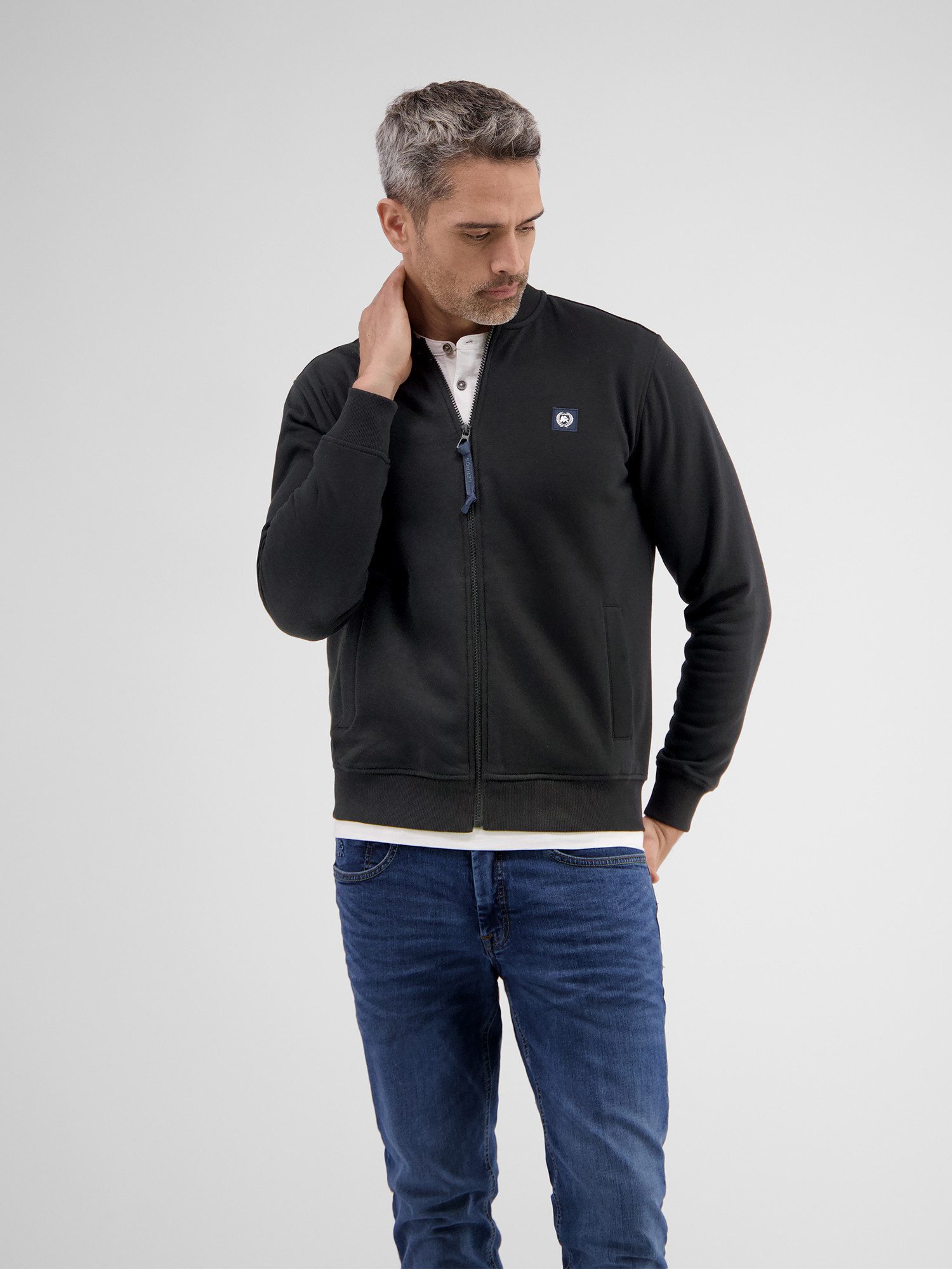 LERROS Sweatjacke Sweatjacke mit Collegekragen