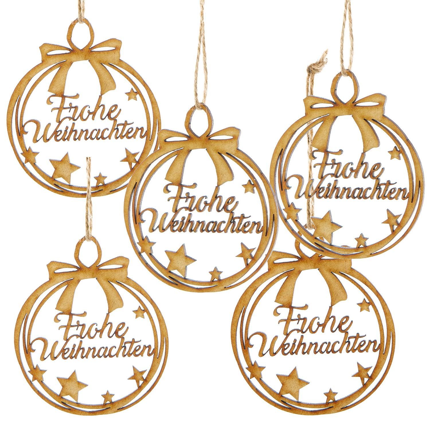 ᐅ LogbuchVerlag Baumbehang 5 Weihnachtsanhänger Holz Frohe Weihnachten