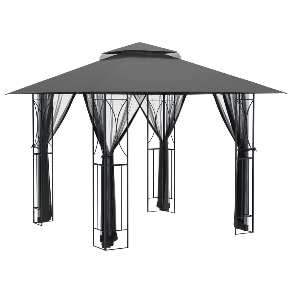 vidaXL Partyzelt Pavillon mit Seitenwänden Anthrazit 300x300x270 cm Stahl