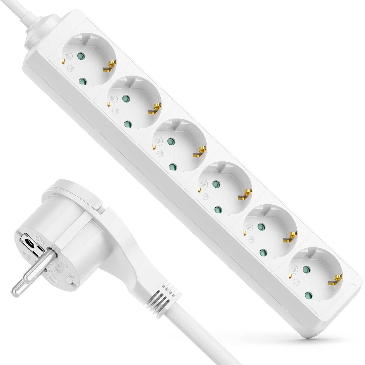 deleyCON deleyCON 6 Fach Розеткиleiste mit Flachstecker Stromleiste 1,4m Розеткиleiste