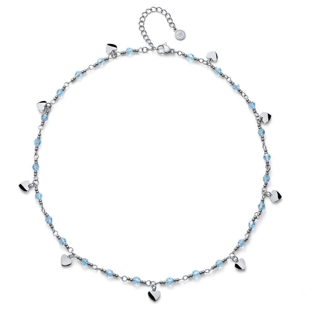 Oliver Weber Kette mit Einhänger Charmante Halskette aus Stahl mit Perlen Freak 12262 BLU