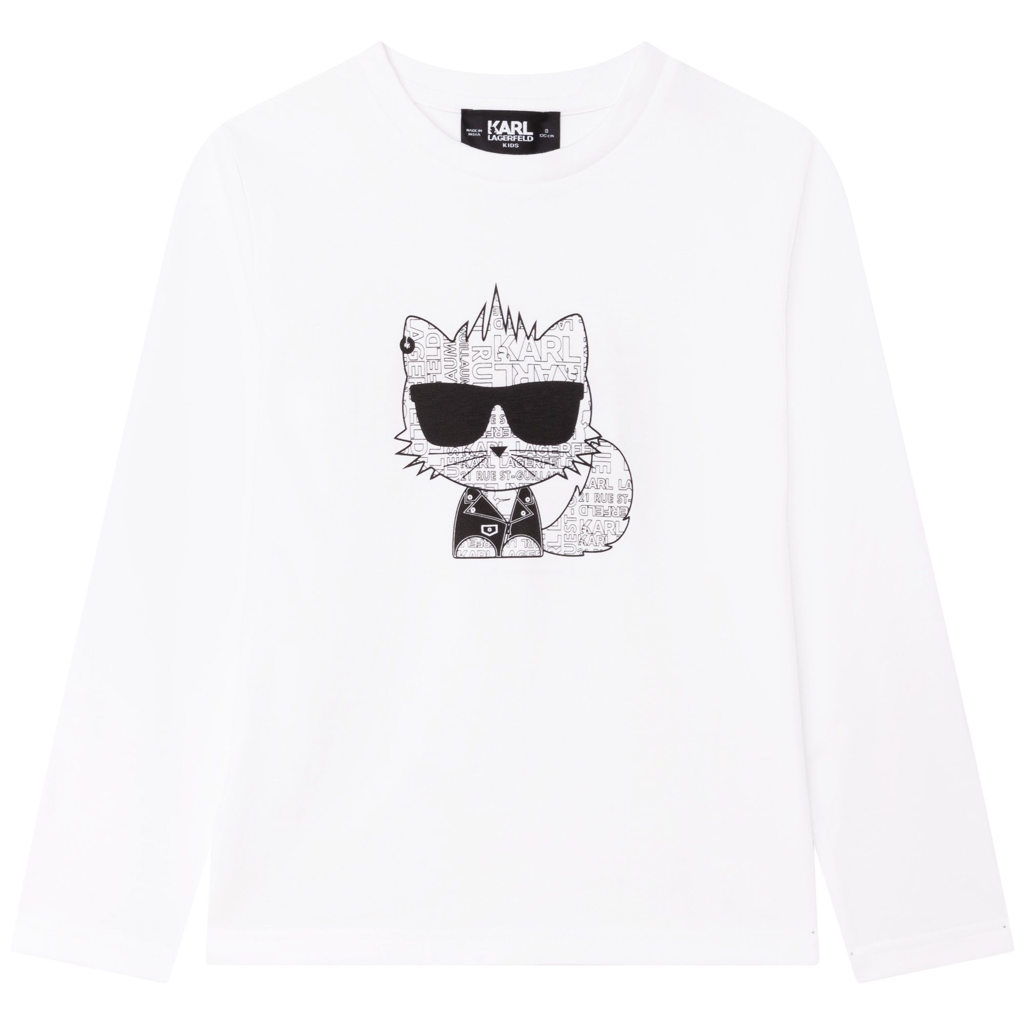 KARL LAGERFELD Langarmshirt Karl Lagerfeld Longsleeve weiß Katze Choupette