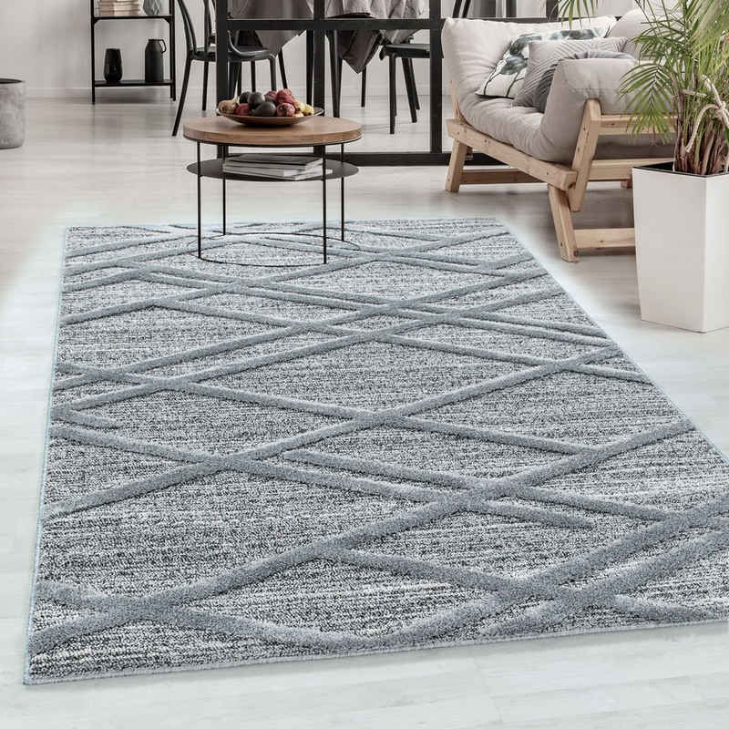 Hochflor-Teppich Boho-Design, Carpetsale24, Rund, Höhe: 20 mm, Teppich Wohnzimmer Boho Design weich 3D Optik Skandinavische Stil