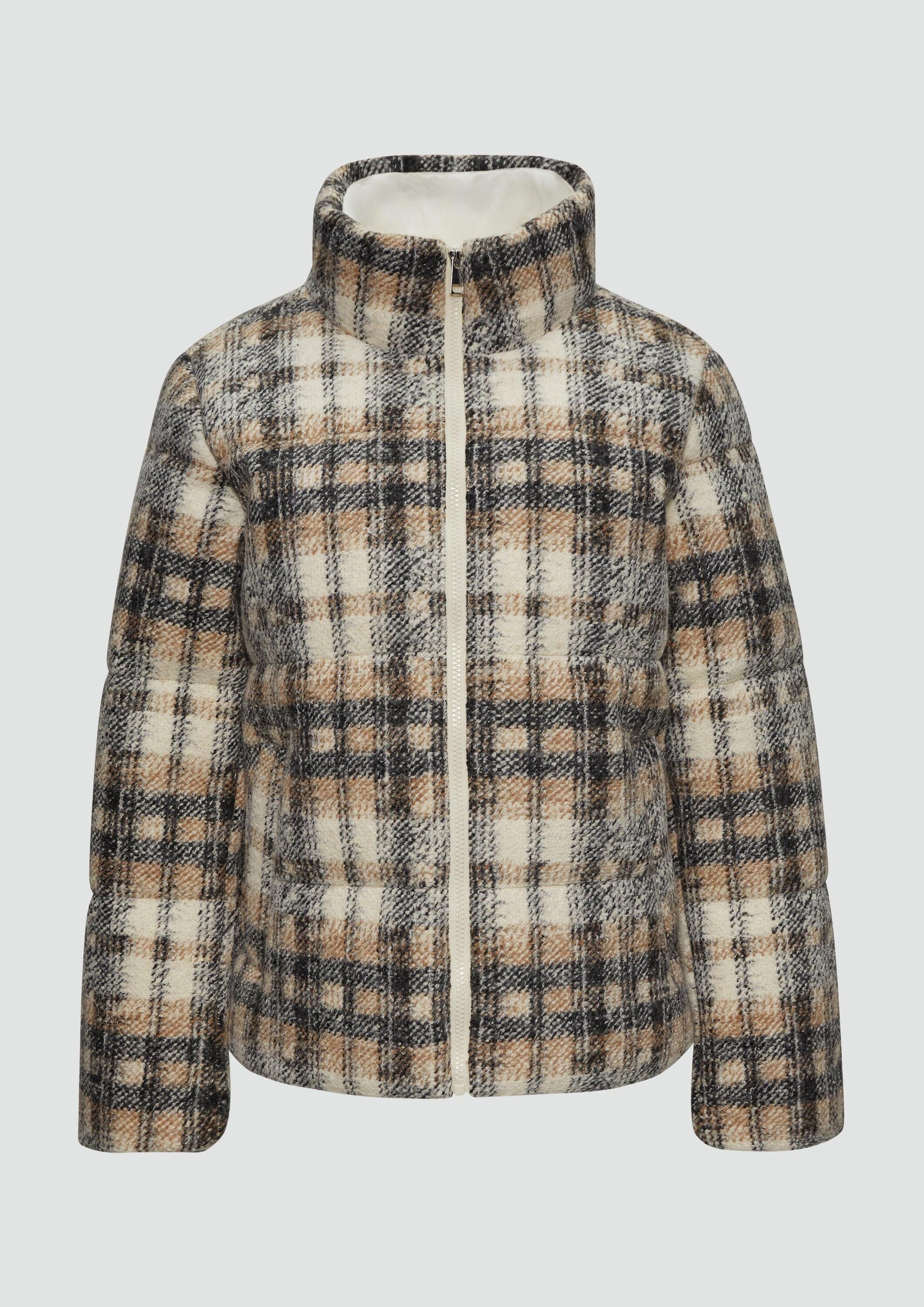 s.Oliver Winterjacke Outdoor-Jacke Karierte Pufferjacke in Woll-Optik