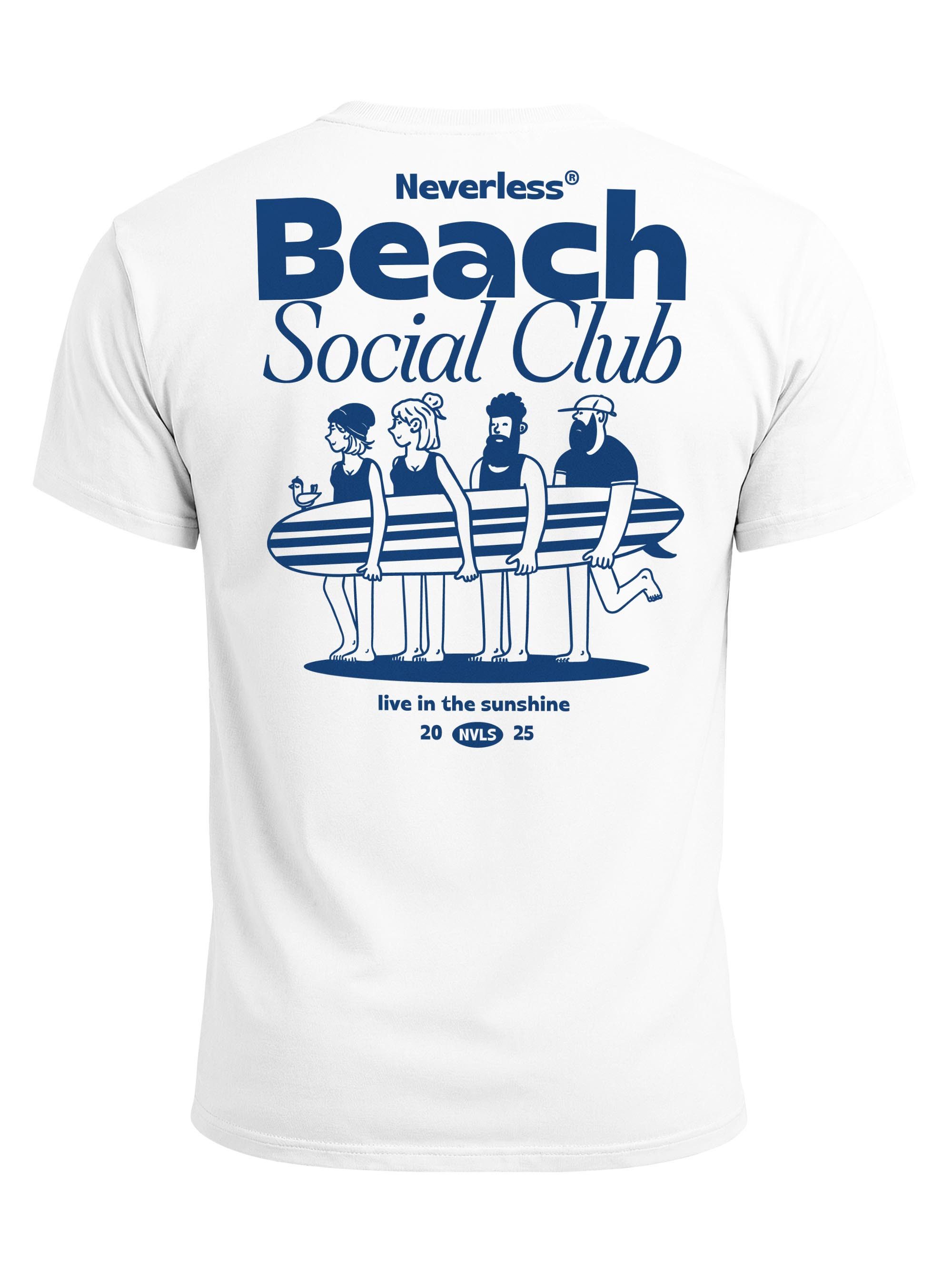 Neverless Print-Shirt Herren T-Shirt Backprint Beach Social Club Surfer Grafik mit Print – Bild 2 von 5