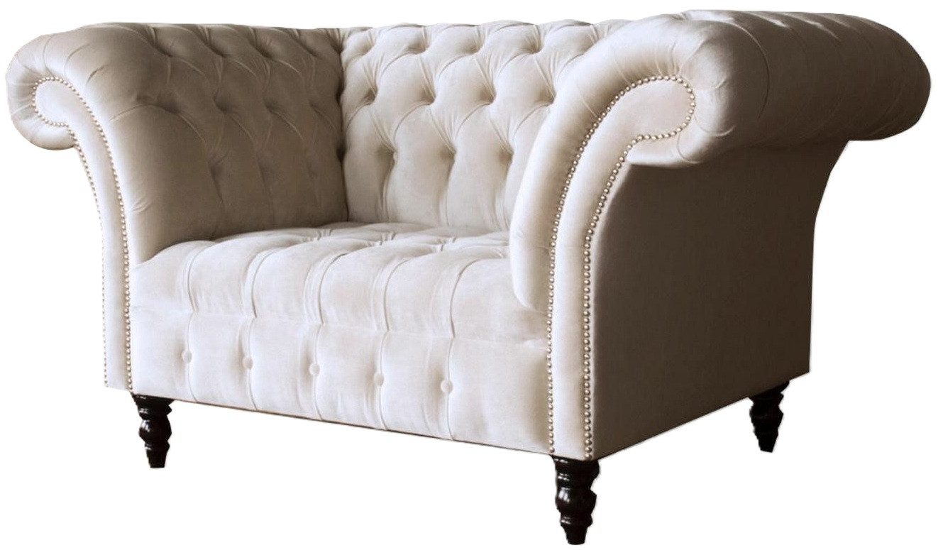 Xlmoebel Chesterfield-Sessel Beiger Stoff-Sessel mit kreativem Design für stilvolles Wohnen (Chesterfield Sessel), Hergestellt in Europa