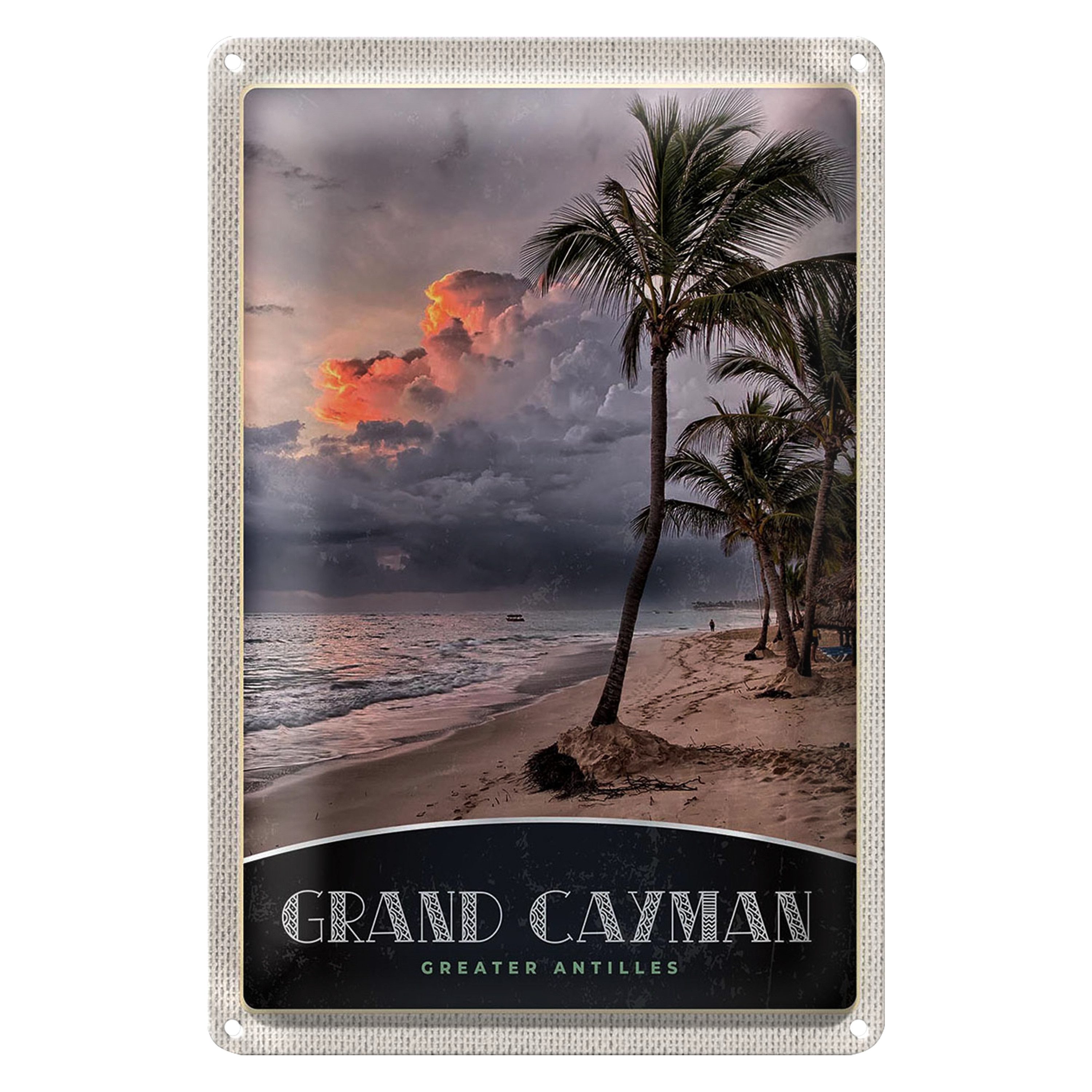 Roomando Metallschild Reise 12x18cm Grand Cayman Karibik Amerika Insel