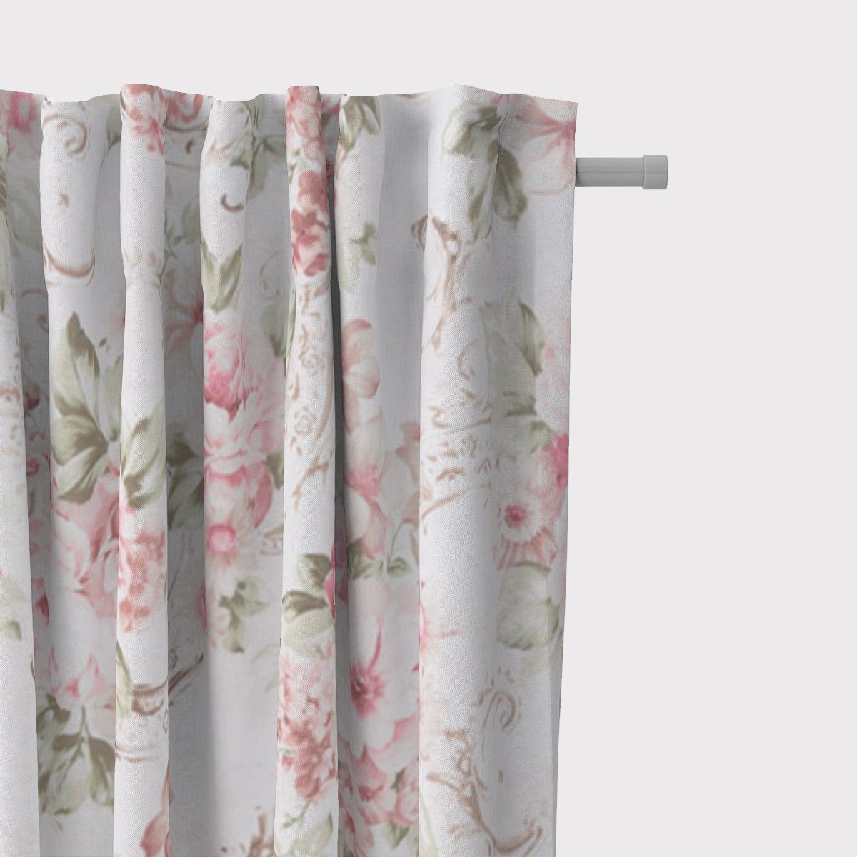 SCHÖNER LEBEN. Vorhang SCHÖNER LEBEN. Vorhang Pfingstrosen Blüten Ornamente creme rosa pink, Smokband, blickdicht, handmade