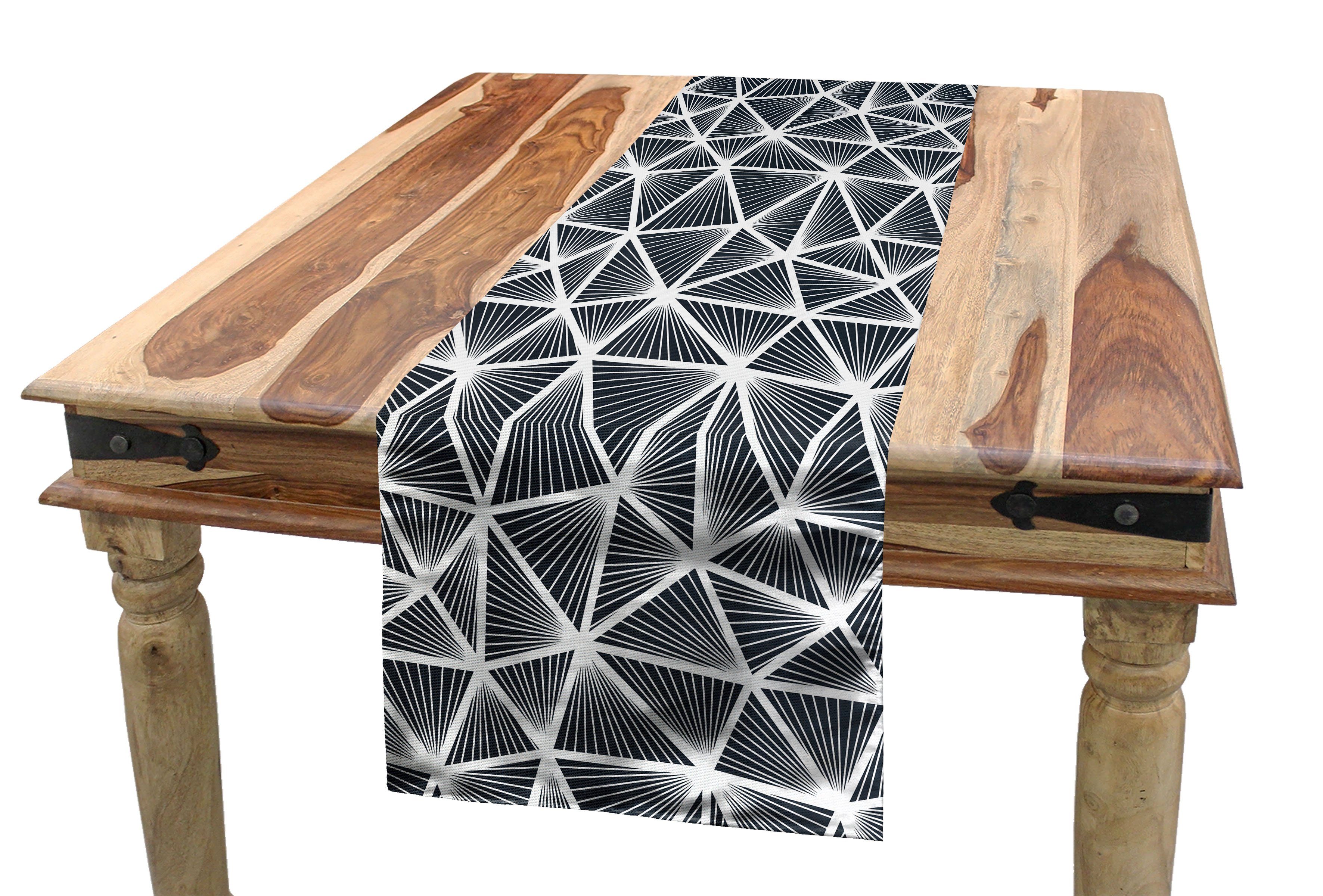 Abakuhaus Tischläufer Esszimmer Küche Rechteckiger Dekorativer Tischläufer, Geometrisch Dreieckige Formen Linien