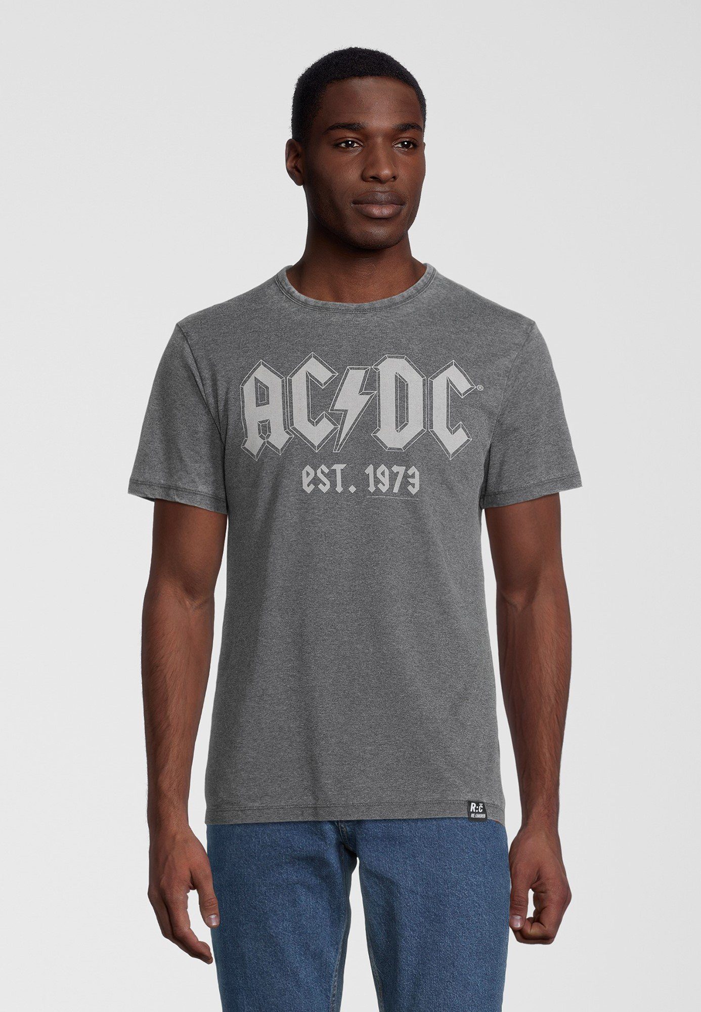 Recovered T-Shirt ACDC Est 1973 zertifizierte Charcoal Bio-Baumwolle GOTS