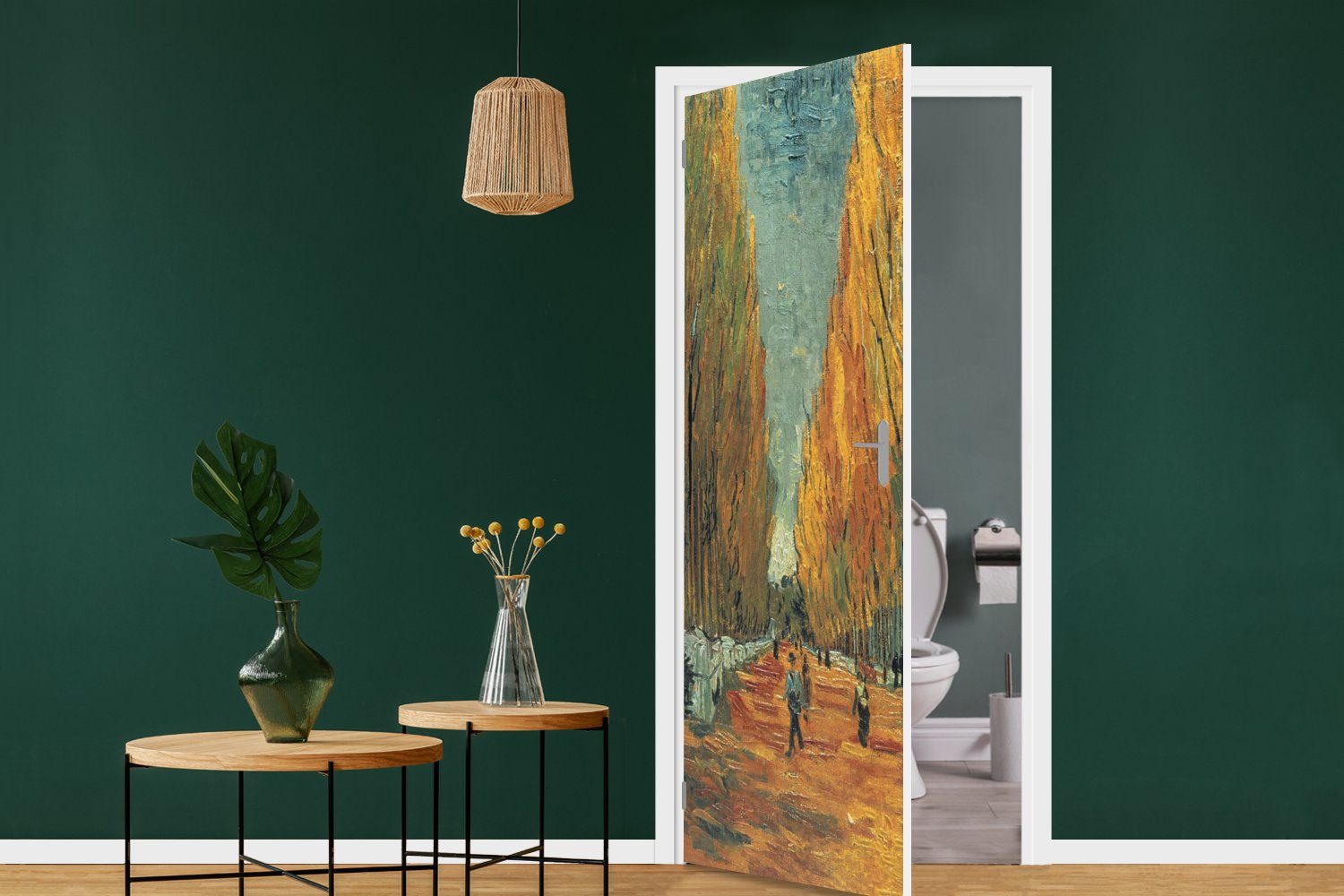 Tür, Türaufkleber, St), für van MuchoWow Felder bedruckt, Matt, Fototapete Vincent (1 75x205 Gogh, cm Elysische - Türtapete