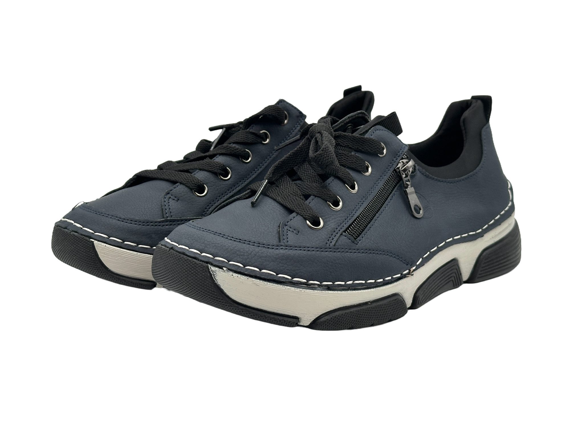 Nowaland Bequeme Damen Freizeitschuhe mit Zierreißverschluss und Schnürung Slipper Komfortschuhe mit flexiblem Laufsohlen-Design