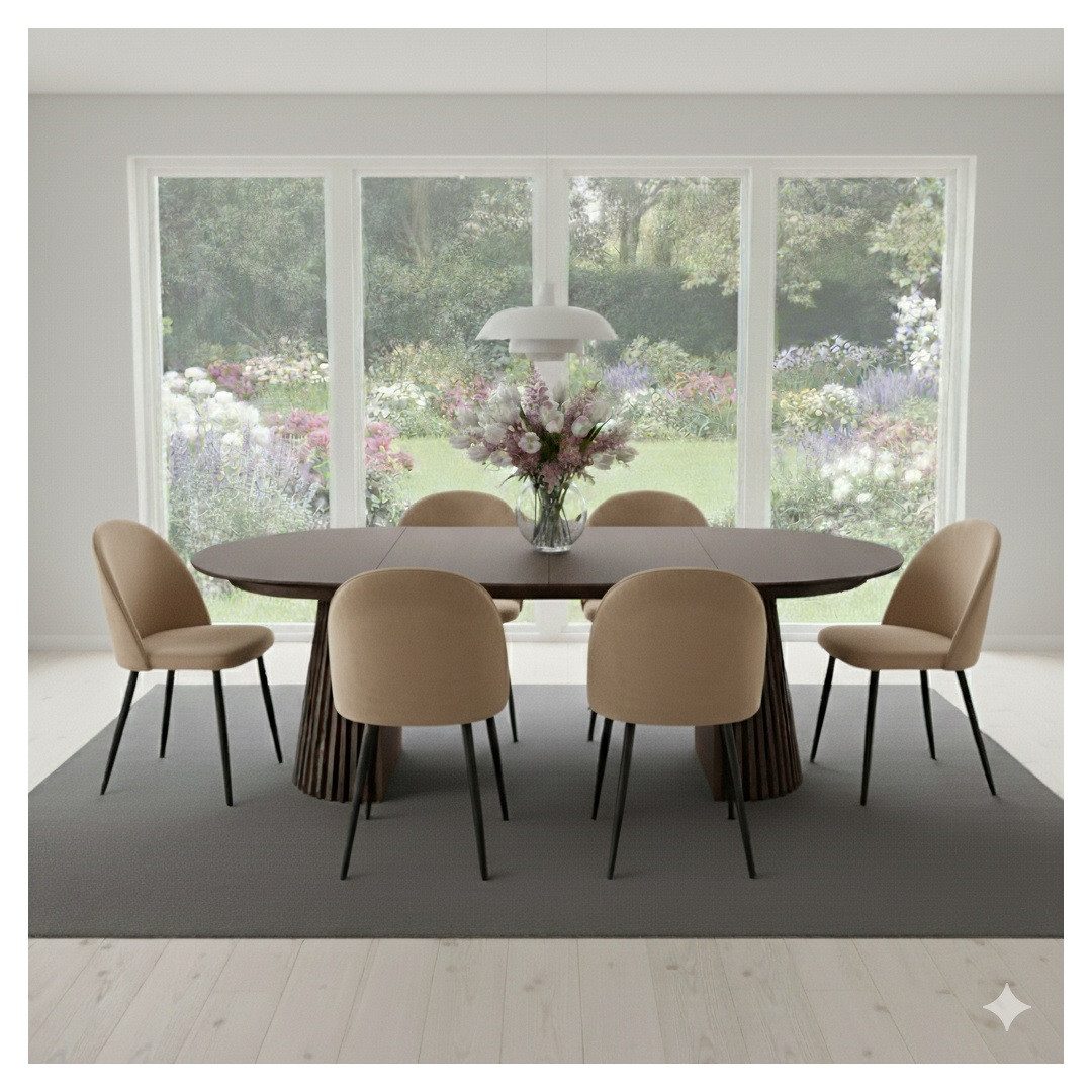 ebuy24 Essgruppe Tokyo Essgruppe Esstisch smoked, 6 Stühle aus beig, (7-tlg günstig online kaufen