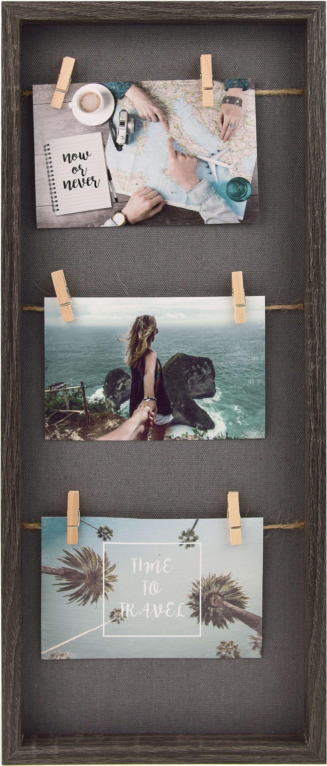 Collagerahmen Collage mit Wäscheleine mit Klammern
