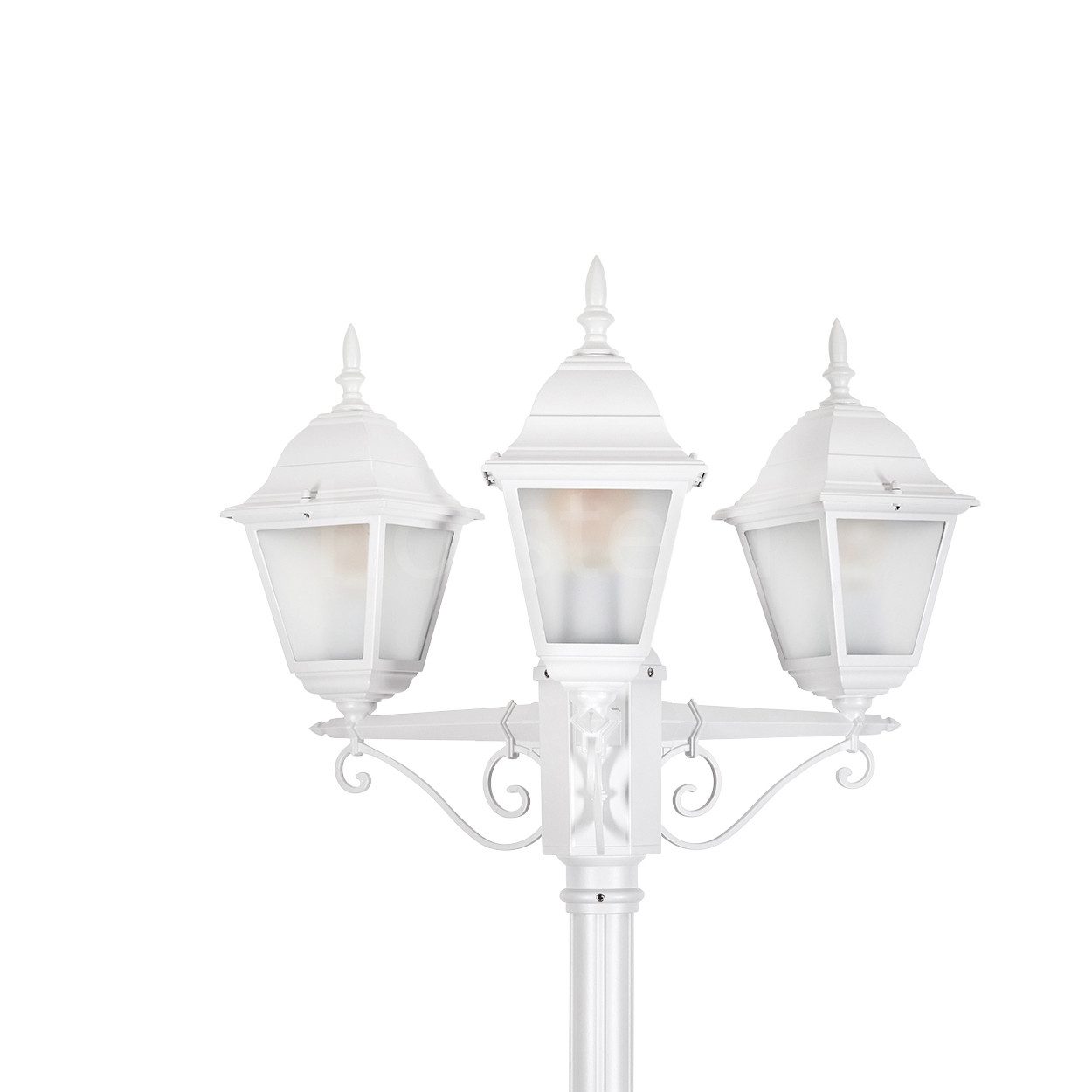 hofstein Außen-Stehlampe moderne Wegeleuchte aus Metall/Glas in Weiß/Milchglas, ohne Leuchtmittel, Kandelaber, Gartenbeleuchtung IP44, 3x E27, ohne Leuchtmittel