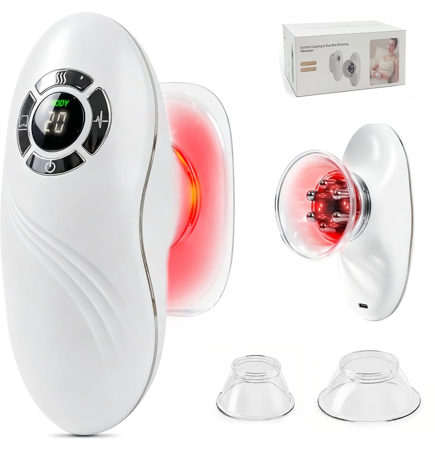 OYLCDI Massagegerät Gua Sha Schröpfgerät Elektrisch, EMS Massagegerät,Vakuum Massagegerät, mit 9-stufiger Saugkraft,EMS-Mikrostromfunktion,Rotlicht-Wärmefunktion, 20-Min-Timer, für Rücken, Schultern, Bauch, Arme und Beine