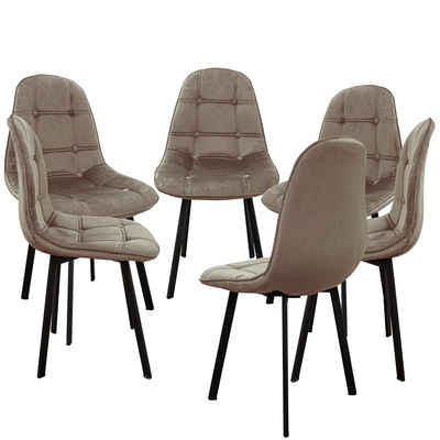TRISENS Polsterstuhl Kassandra (2, 4, 6 oder 8 Stühle in einer Farbe, 6 St), Essstuhl abgesteppt ohne Armlehnen Küchenstuhl in Samt und Leder-Optik