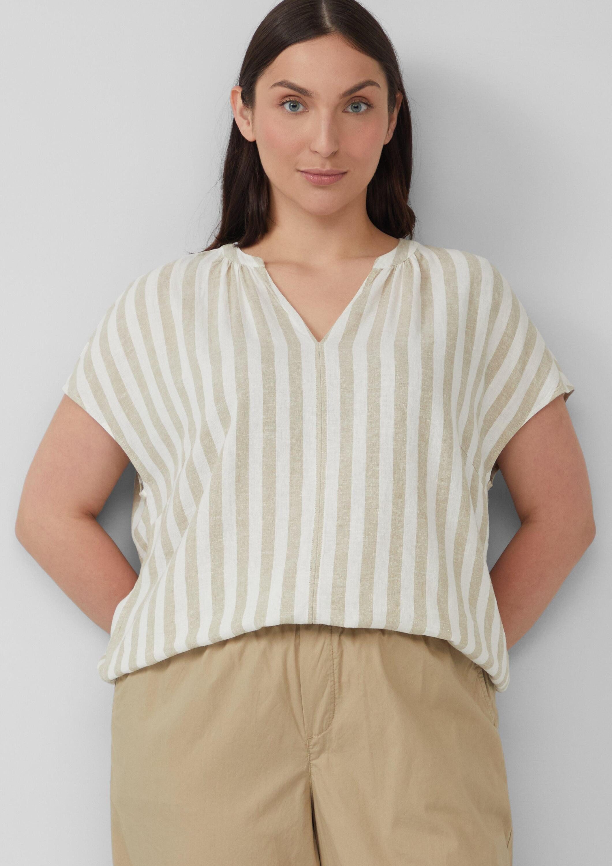 s.Oliver Kurzarmbluse Bluse Ärmellose Bluse aus Leinenmix im Relaxed Fit günstig online kaufen