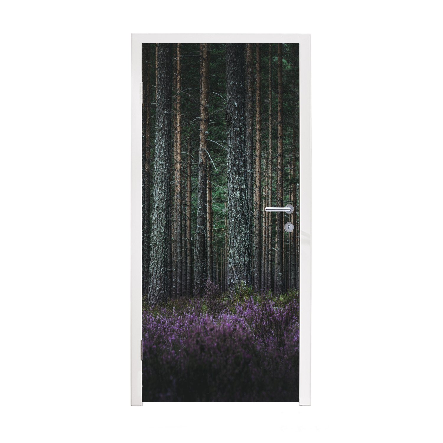 MuchoWow Türtapete Lavendel im Wald, Matt, bedruckt, (1 St), Fototapete für Tür, Türaufkleber, 75x205 cm