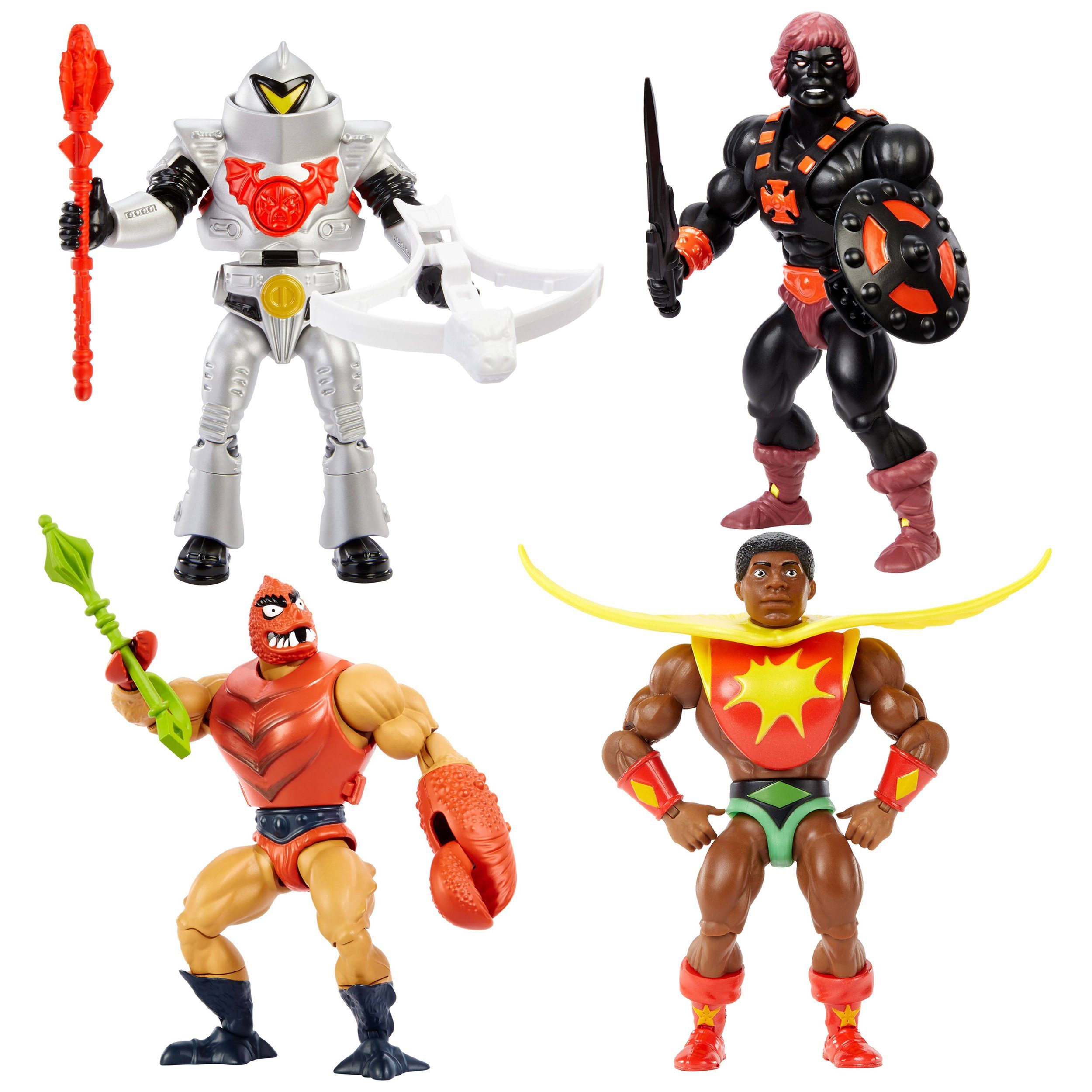 Mattel® Actionfigur Masters of the Universe Origins, Wave 8: Clawful, Horde Trooper, Anti Eternia He-Man & Sun Man