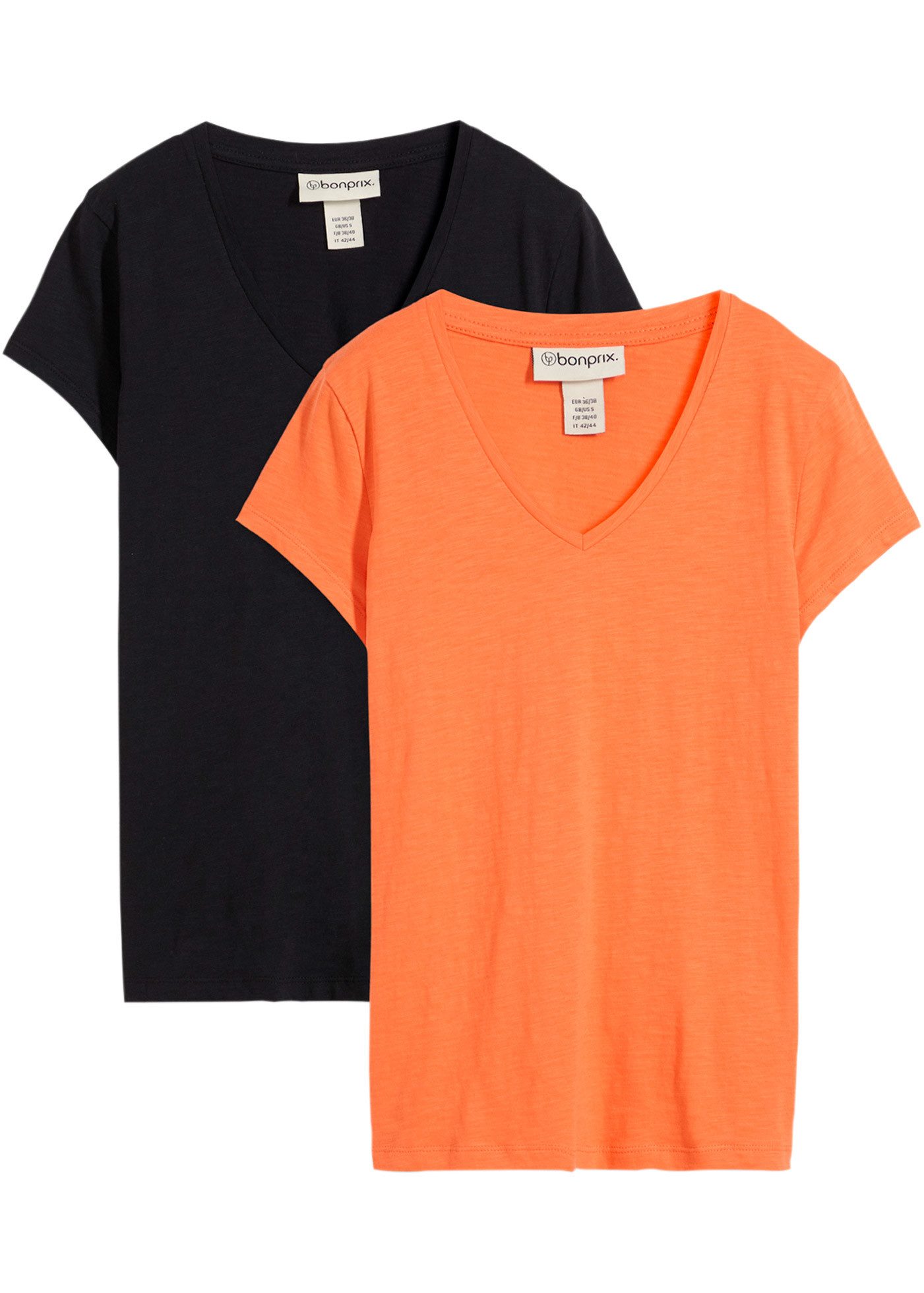 bonprix T-Shirt (Packung, 2-tlg) lockere Passform, Kurzarm, für Frühling und Sommer, Baumwolle