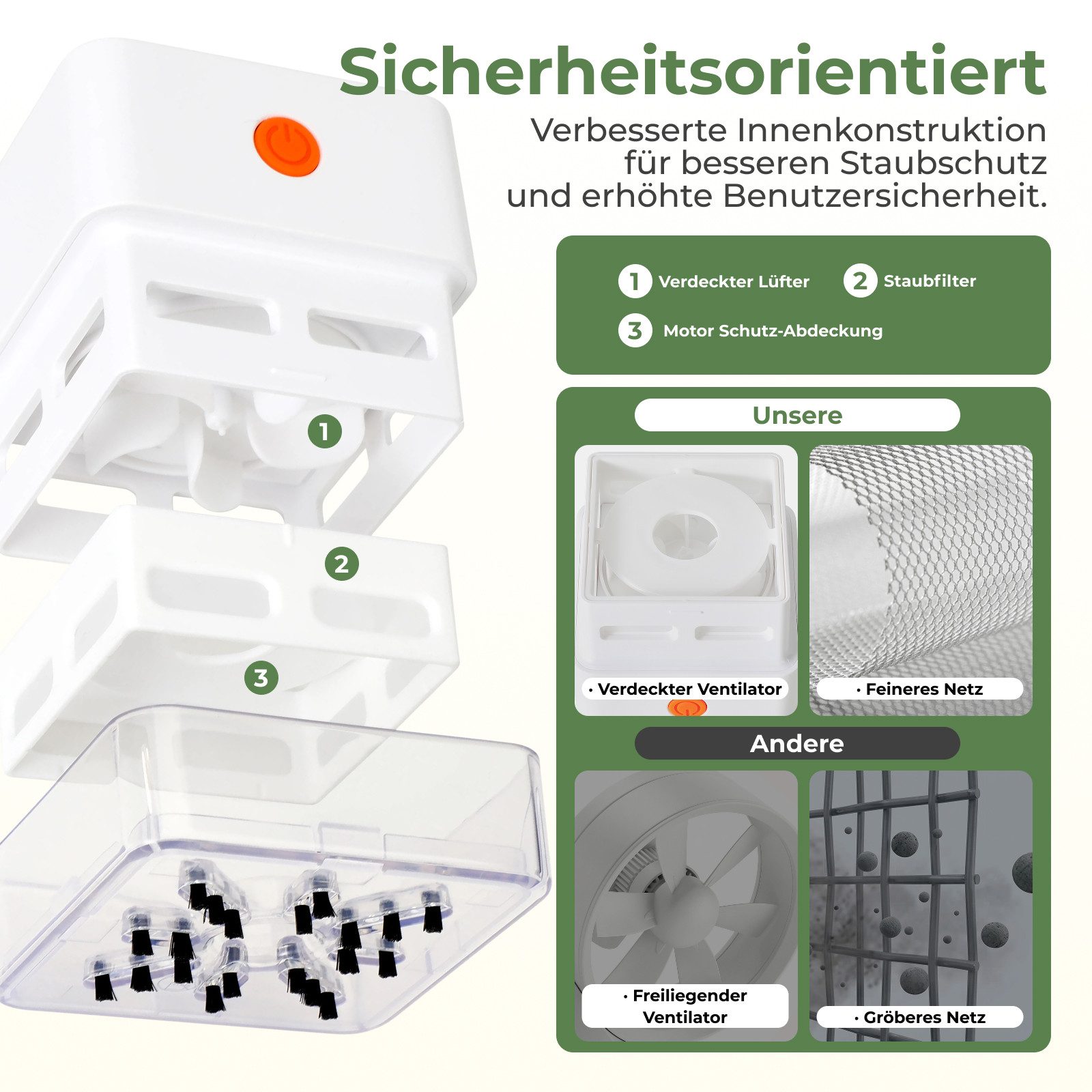 HOKO Akku-Handstaubsauger Mini-Tischstaubsauger USB-C, beutellos, 20 Bürsten, 1200-mAh-Akku, Auto-Off, kompakt für Büro und Schule, BEN