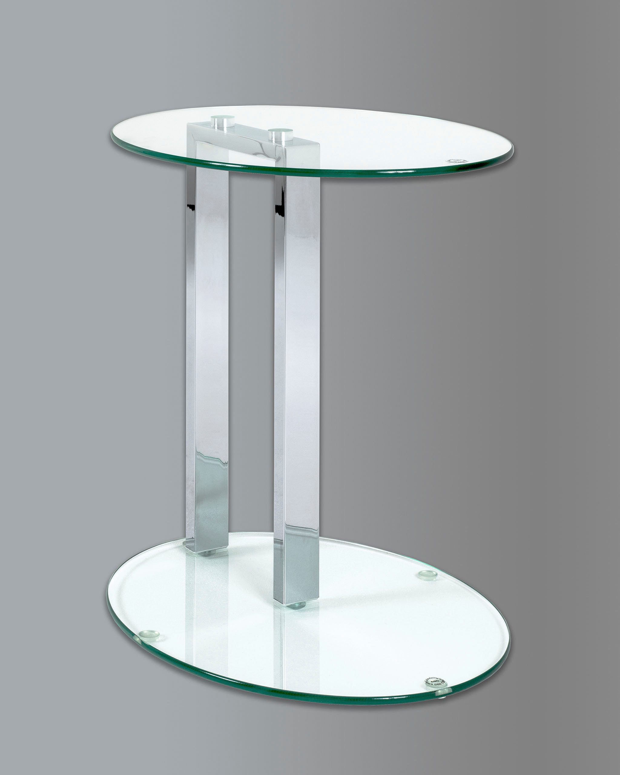 HAKU Beistelltisch Sofatisch, Wohnzimmertisch (1-St), oval - aus Metall Silber B/T/H 45/35/50 cm