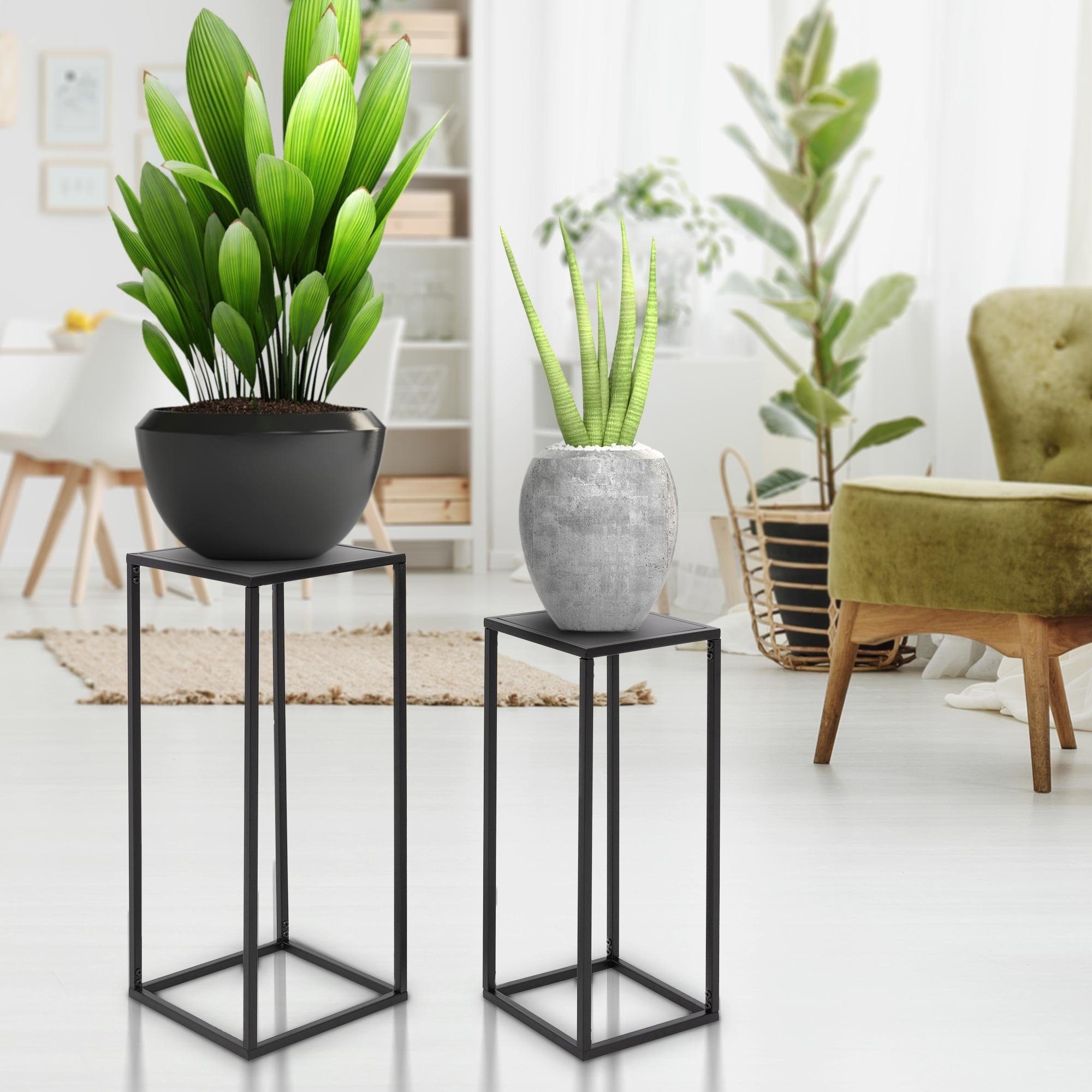 ECD Germany Blumenständer »2er Set schwarz, aus pulverbeschichtet