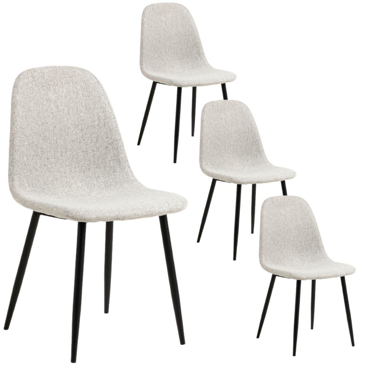 Liadomo Esszimmerstuhl Andre, Küchenstuhl, Stuhl für Esszimmer, Stuhlbeine schwarz (4er Set), Stoffbezug in Beige, Dunkelgrau, Hellgrau oder Schwarz, ergonomisch