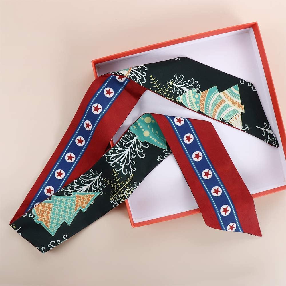 Coonoor Halstuch Weihnachten bedruckte Seidenschals, Langes Haarband Retro günstig online kaufen