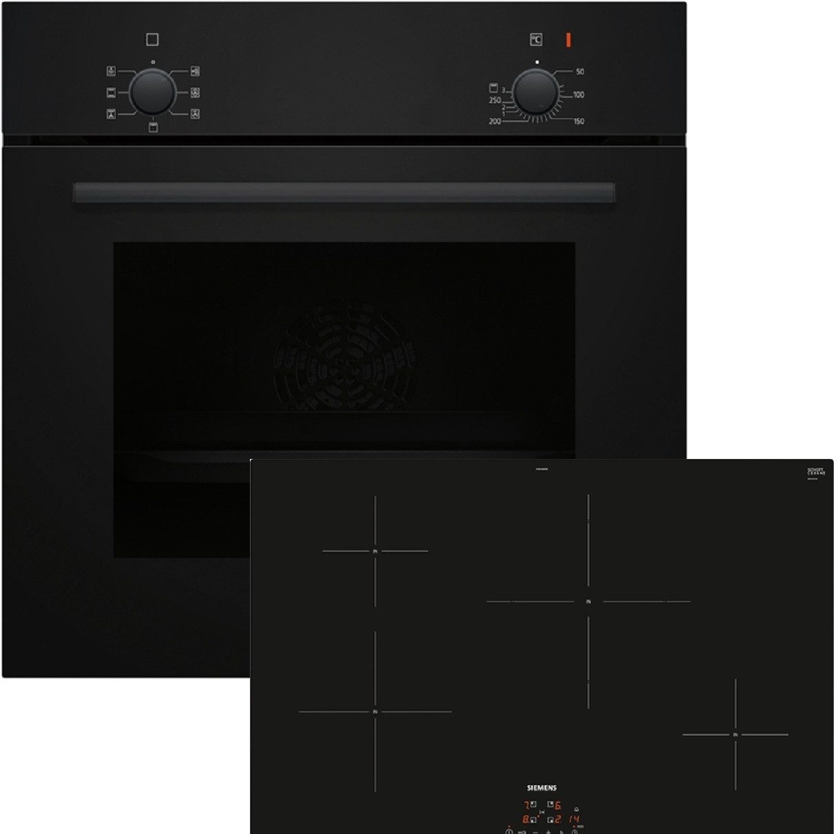 SIEMENS Backofen-Set iQ100 HB010FBA1, mit Auszug nachrüstbar, Halogenleuchte, 3-fache Türverglasung
