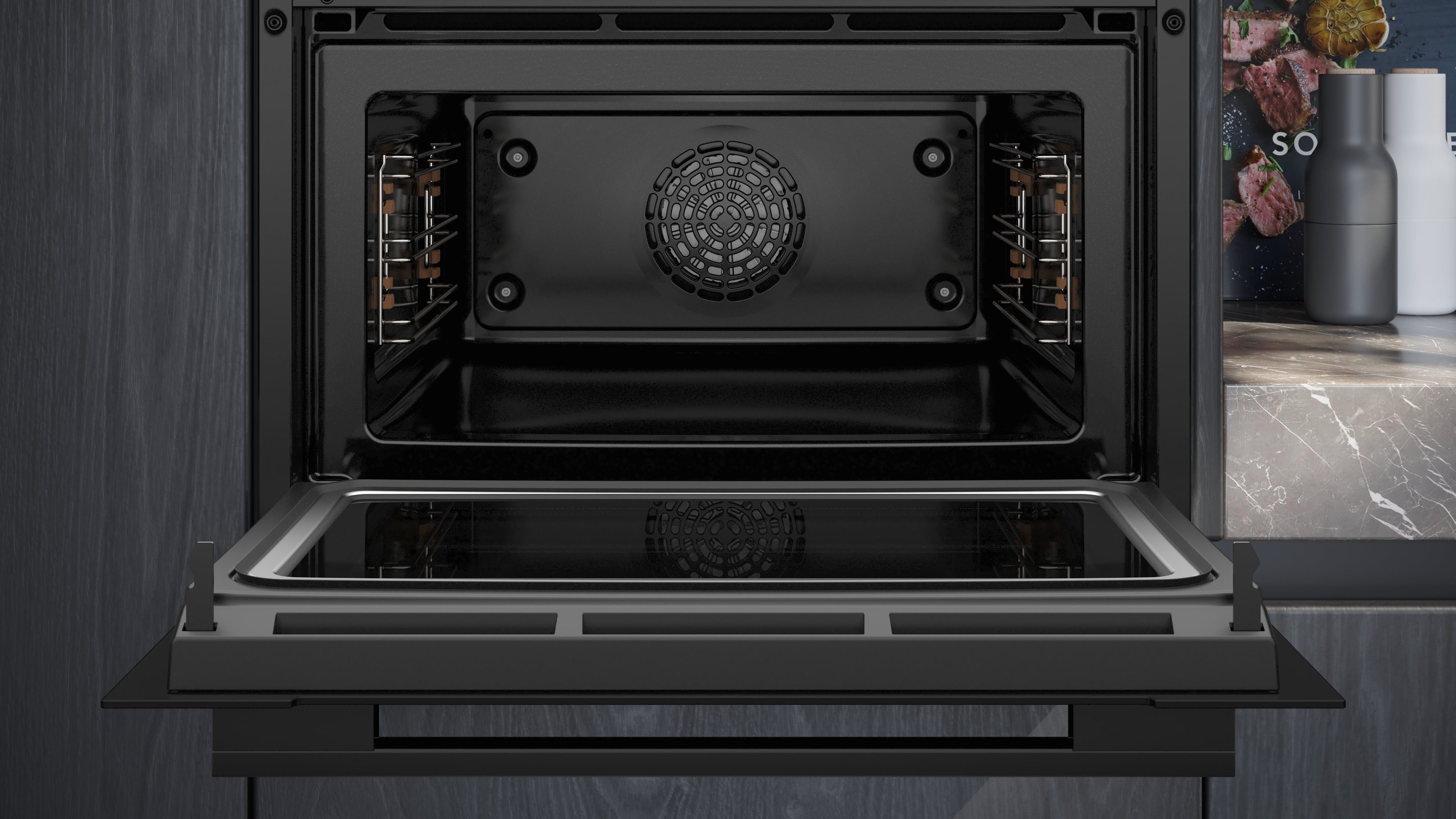 SIEMENS Backofen mit Mikrowelle iQ700 CM724G1B1, Hydrolyse, Intuitive Bedienung dank Touch-Navigation & Kochassistent – Bild 3 von 5