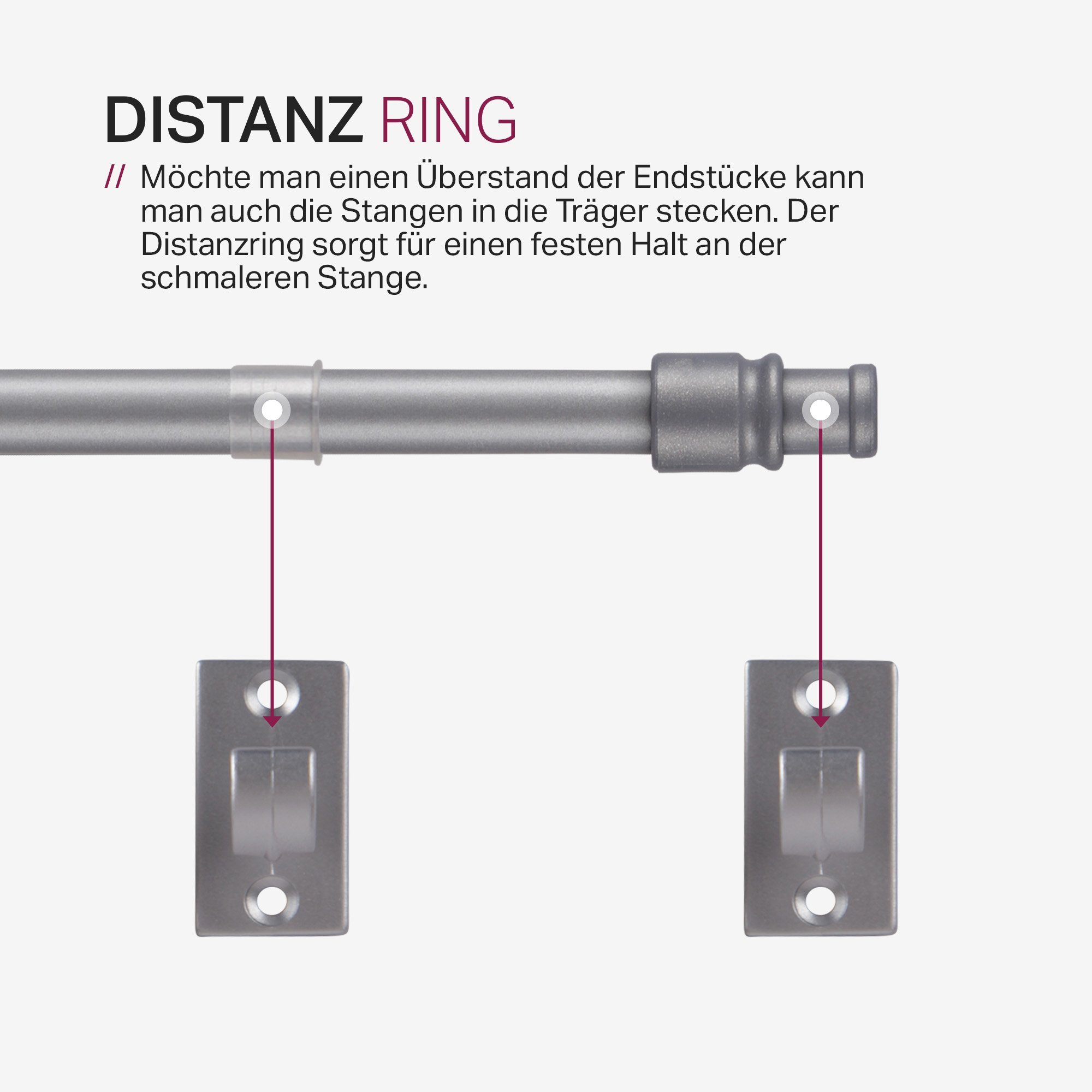 Cafehausstange Klemmträger Bestlivings, - Klemmstange 225cm zum geklemmt, ausziehbar geklebt, Cafehausstangen Edelstahl, mm, / Träger inkl. kleben Silber Gardinenstange und schrauben, 12, ausziehbar, Klemmträger 12 Klemmfix, geschraubt, Ø 50