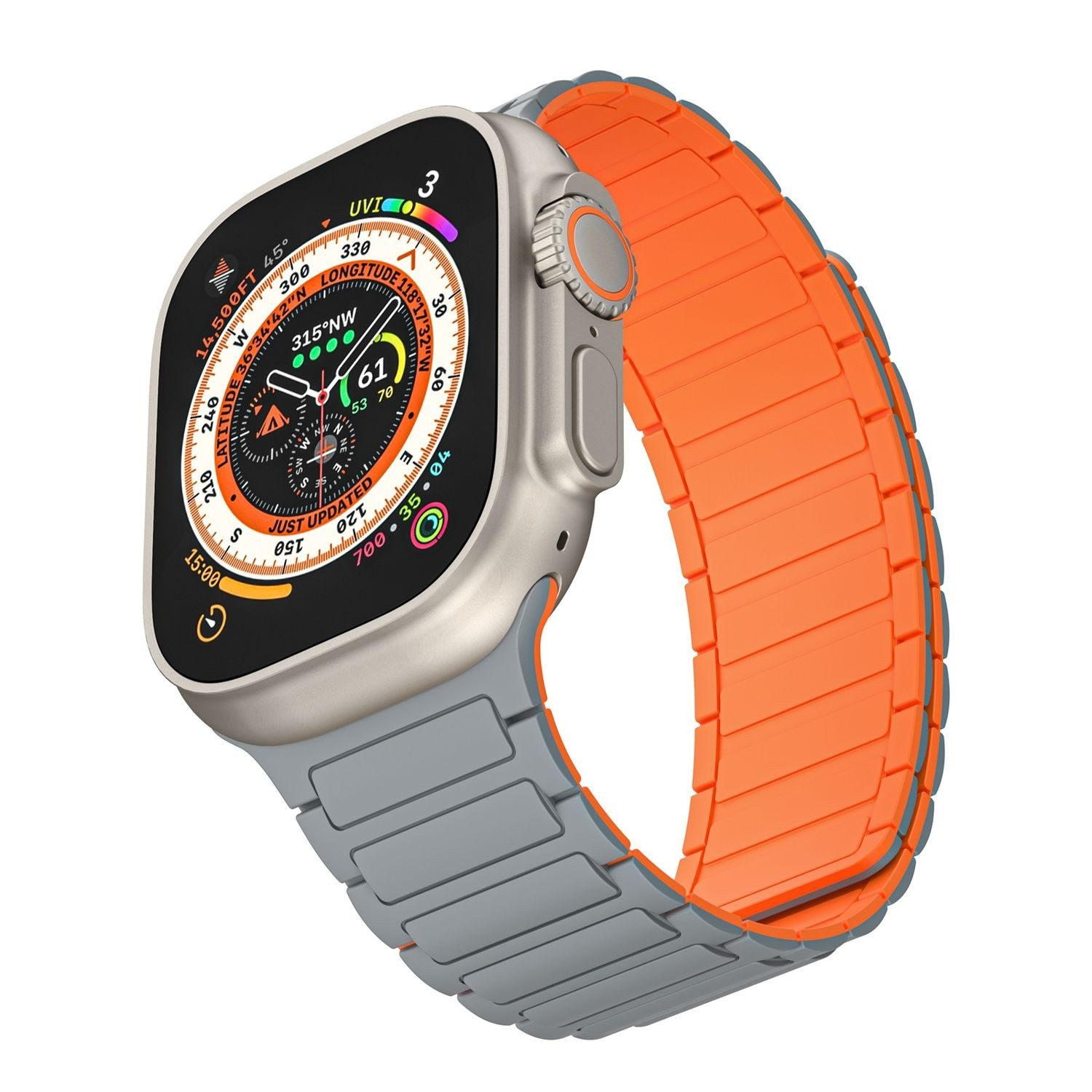 Wigento Smartwatch-Armband Für Apple Watch SE 2023 40mm Silikon Magnetschlaufe Arm Band Grau