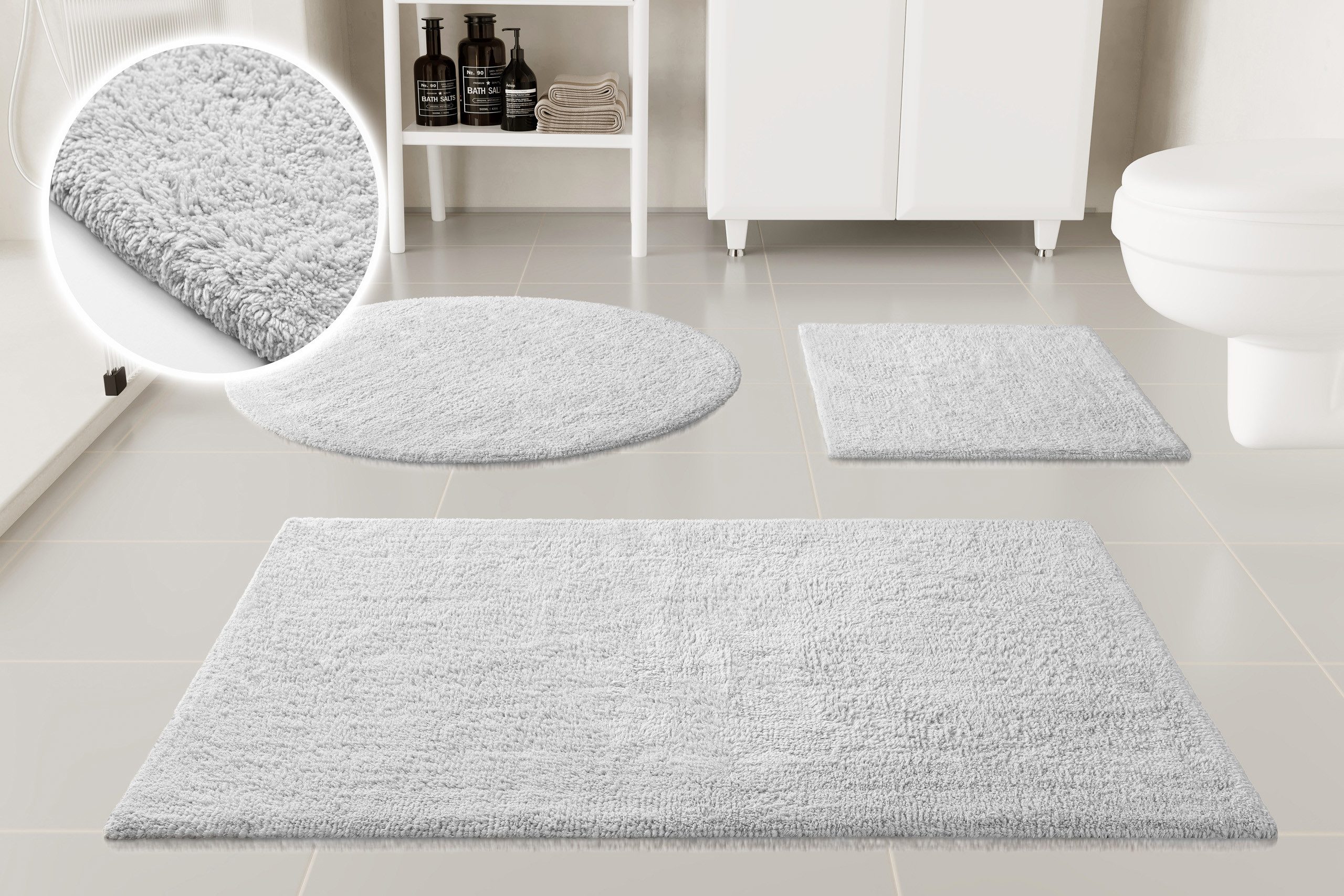 OTTO home Badematte Selenne, uni, viele Farben, Badvorleger, Badezimmer Teppich, Höhe 20 mm, rutschhemmend beschichtet, fußbodenheizungsgeeignet, Baumwolle, rechteckig, Badteppich, getuftet, modern, Uni, antirutsch, flauschig, Baumwolle
