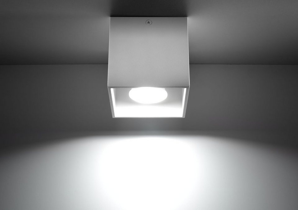 SOLLUX lighting Wandleuchte Deckenlampe Deckenleuchte QUAD 1 weiß, 1x GU10,  ca. 10x10x10 cm, geeignet für Leuchtmittel GU10 max. 40 Watt