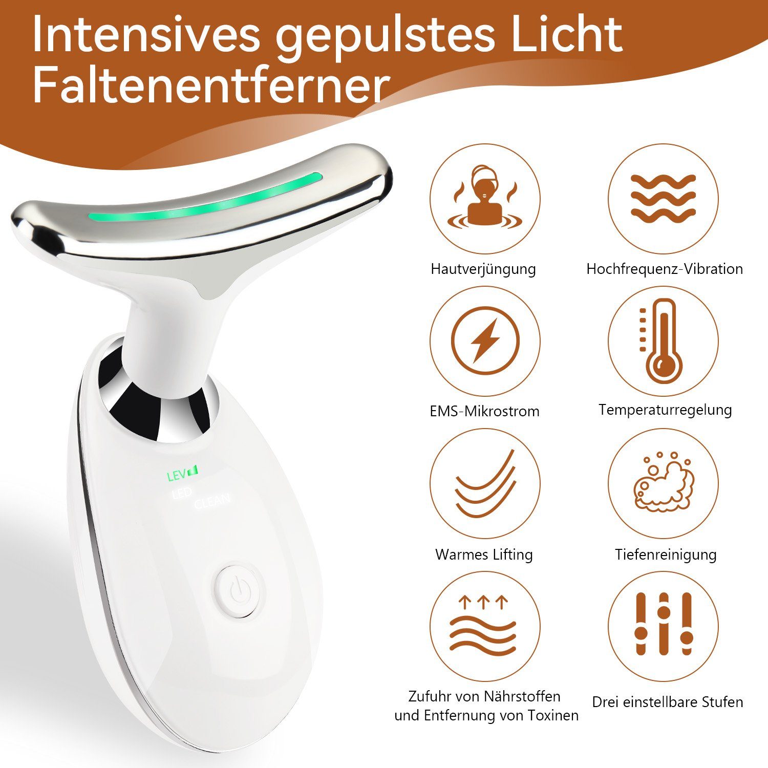 LETGOSPT Gesichtsmassagegerät Gegen Falten Elektrisch mit 3 Modi, 45℃ Gesicht Massagegerät Vibration, Anti Aging Gesicht für Hautstraffung & Lifting